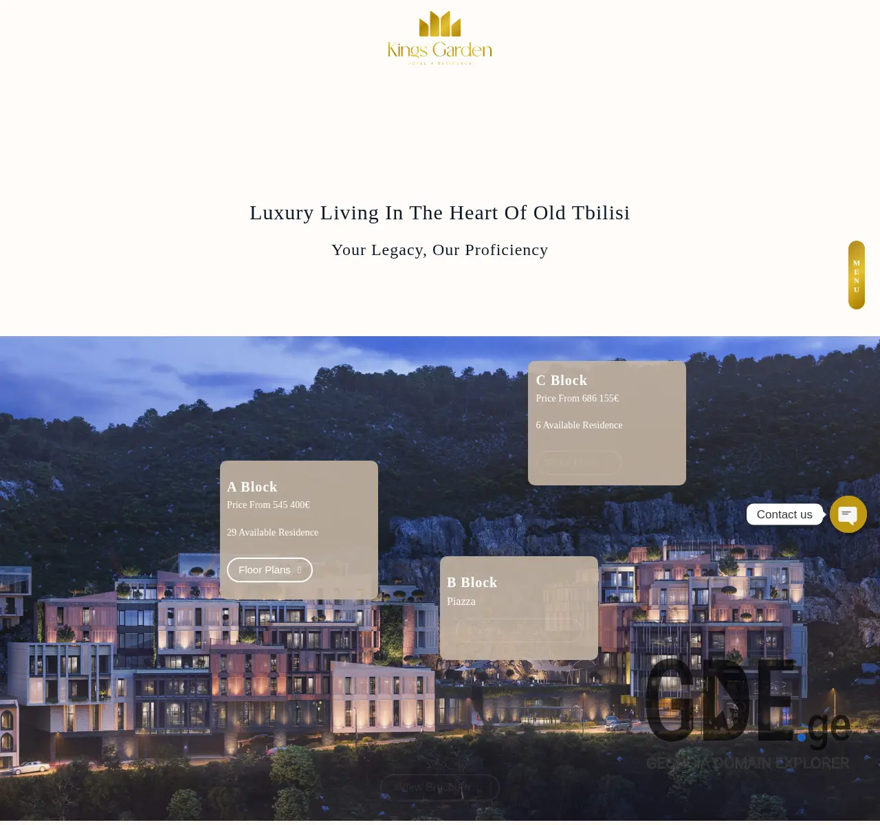 Screenshot of the site kingsgarden.ge at 2025-11-26