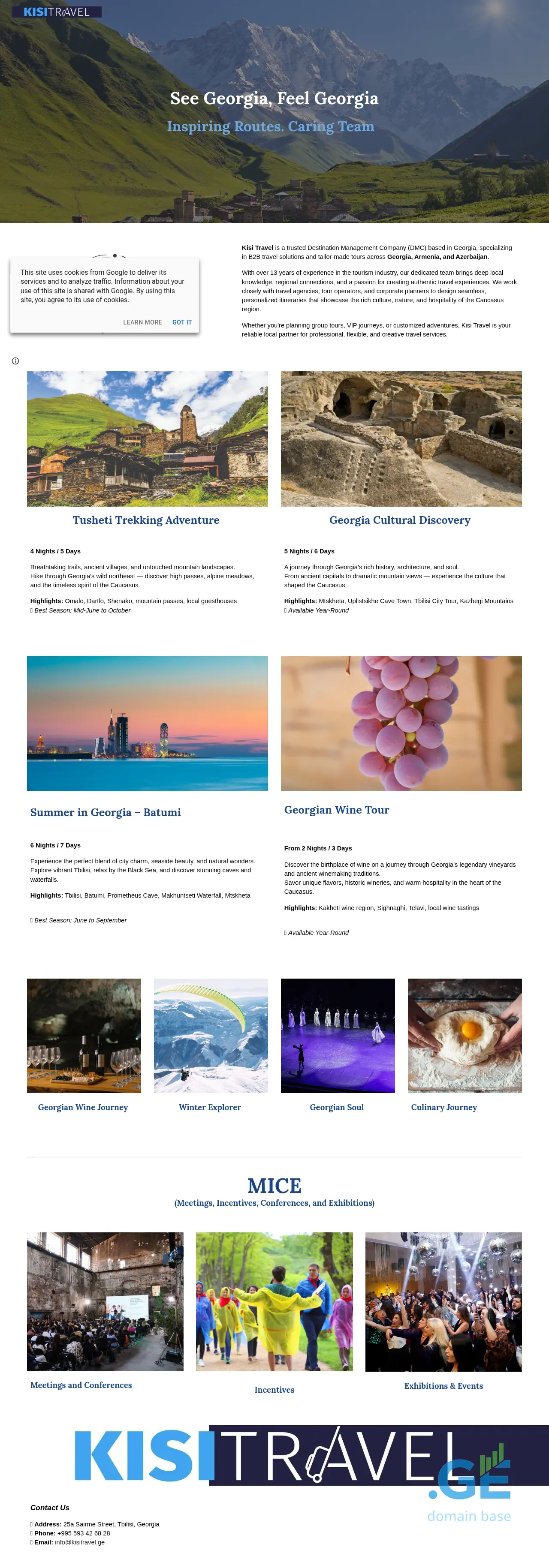 Screenshot of the site kisitravel.ge at 2025-10-08