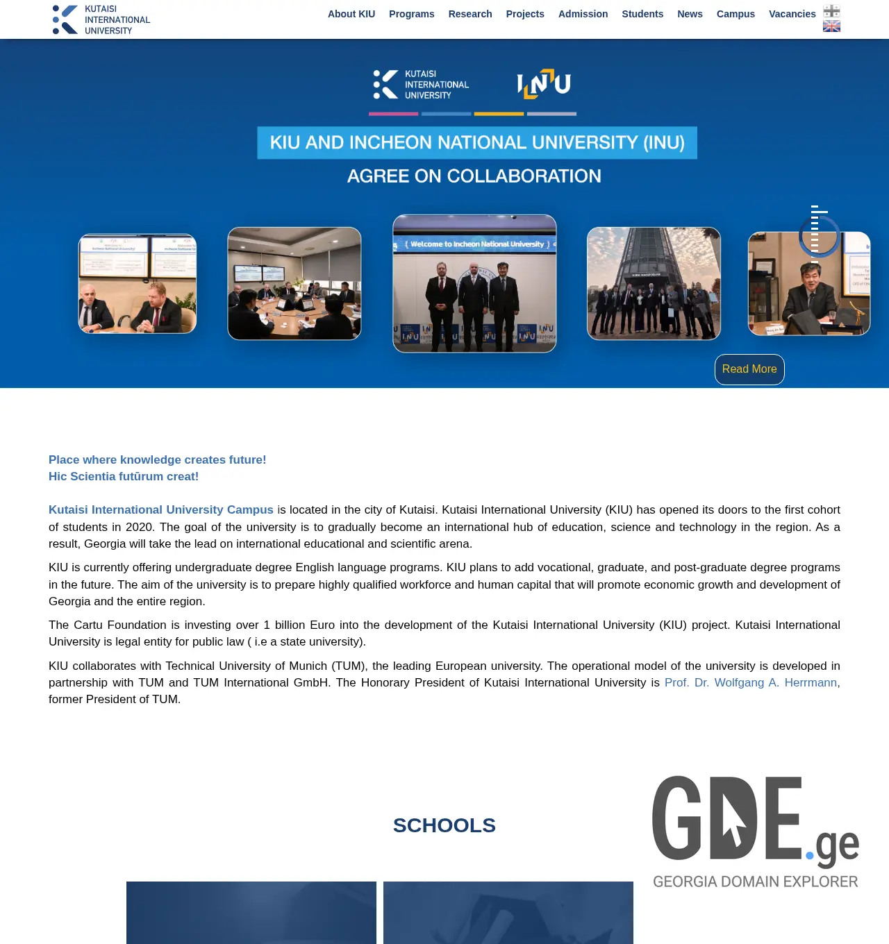 Screenshot of the site kiu.edu.ge at 2025-11-30