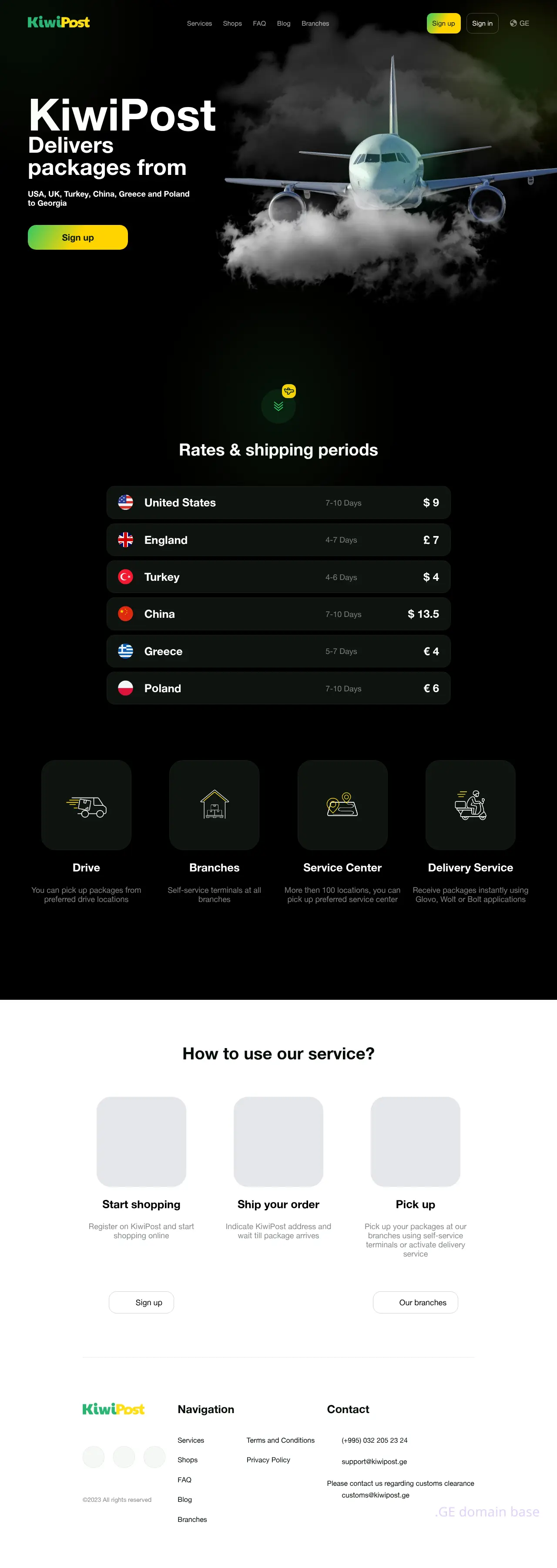 Screenshot of the site kiwipost.ge at 2025-09-06