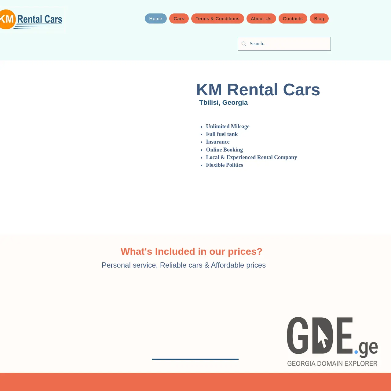 Screenshot of the site kmrentalcars.ge at 2025-12-09