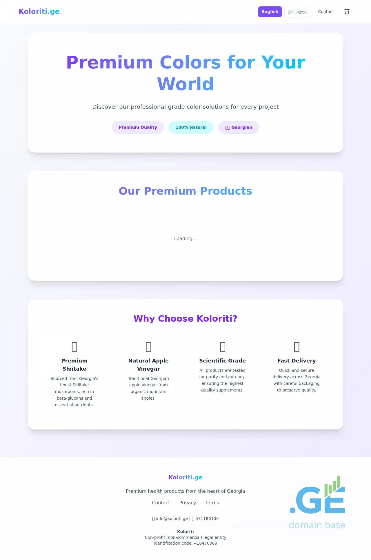 Screenshot of the site koloriti.ge