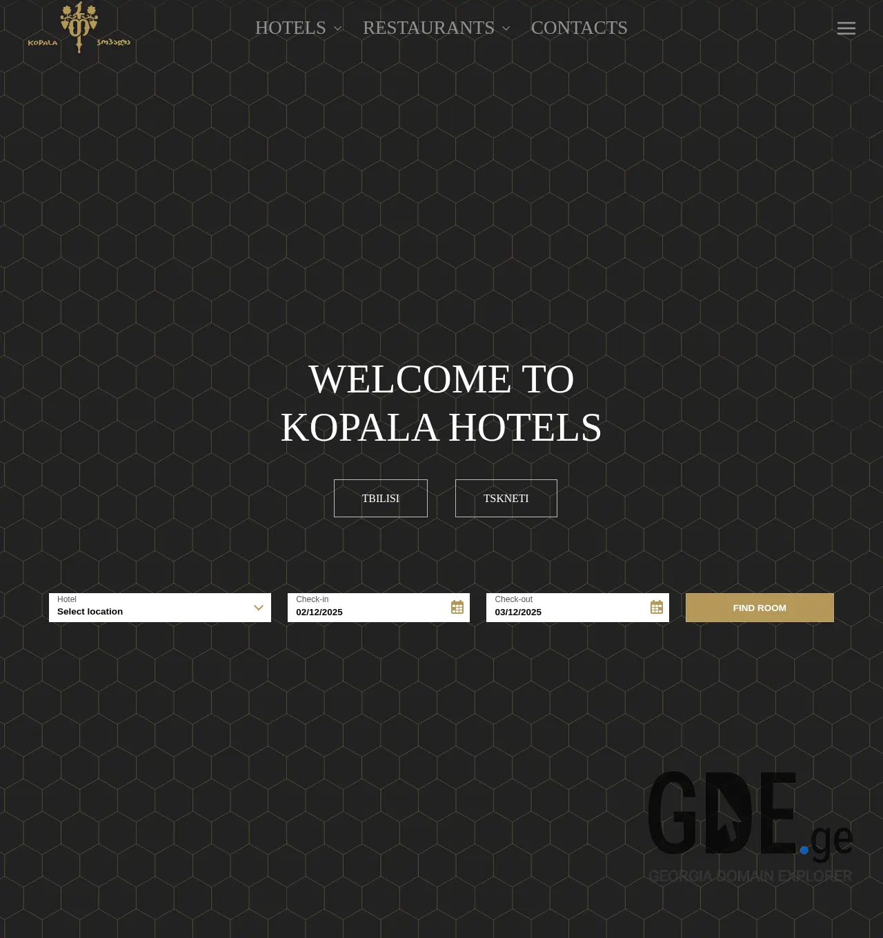 Screenshot of the site kopala.ge at 2025-12-02