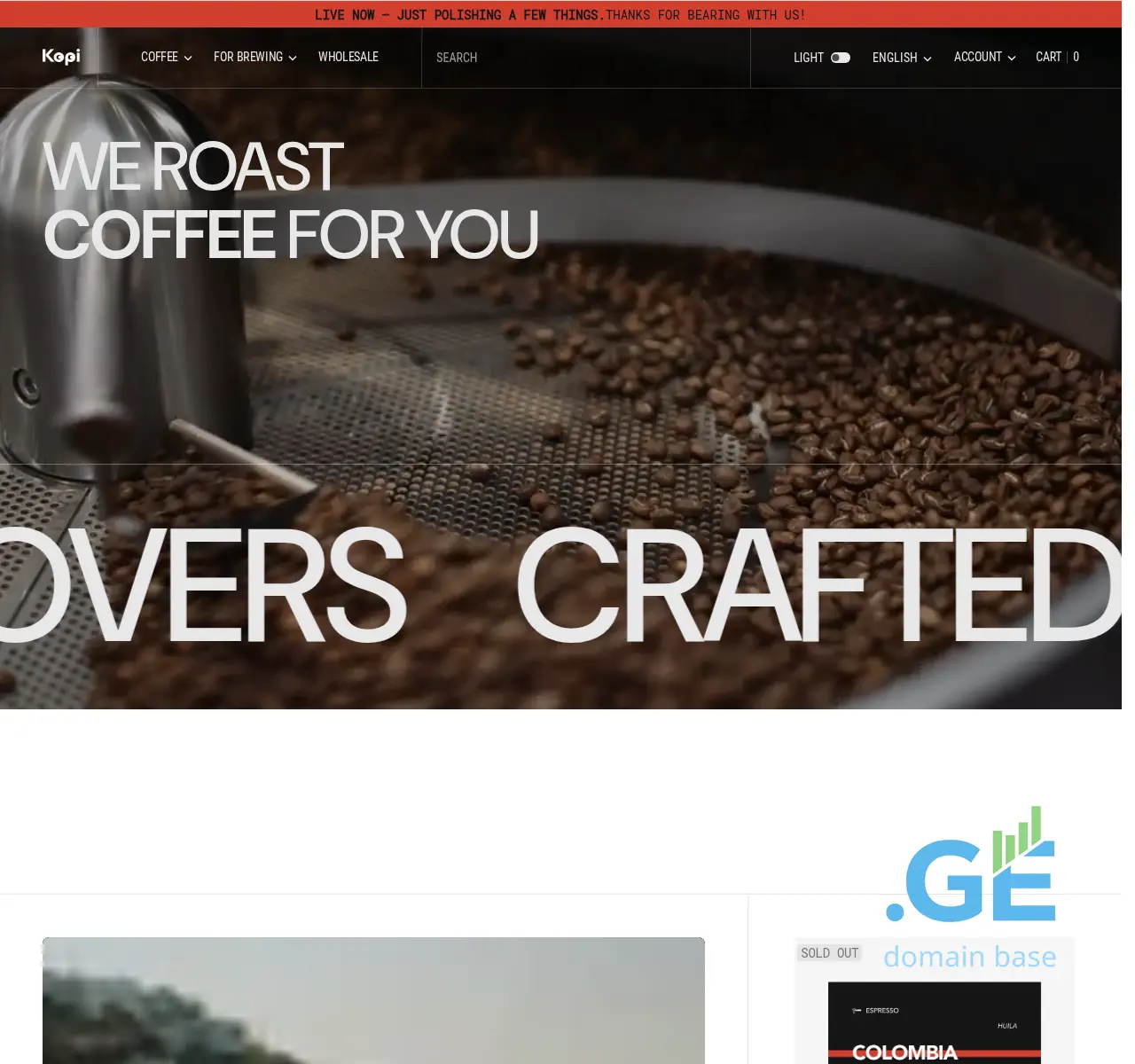 Screenshot of the site kopiroasters.ge at 2025-11-10