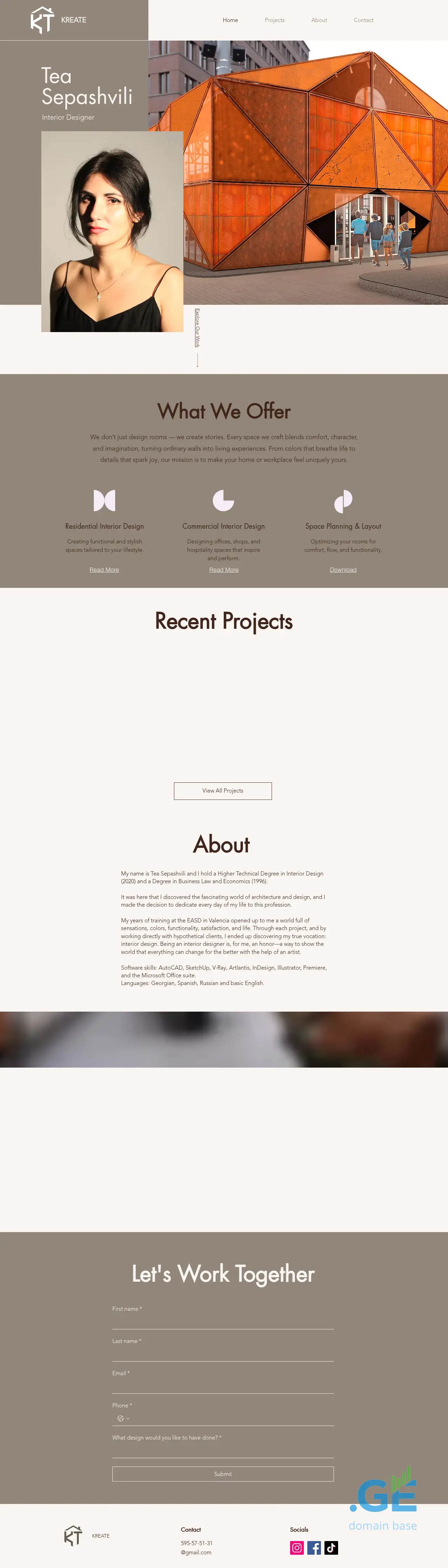 Screenshot of the site kreate.ge