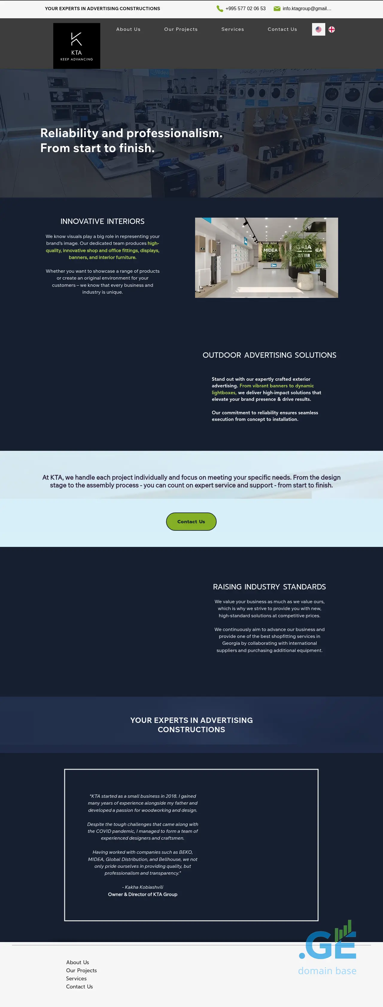 Screenshot of the site kta.ge