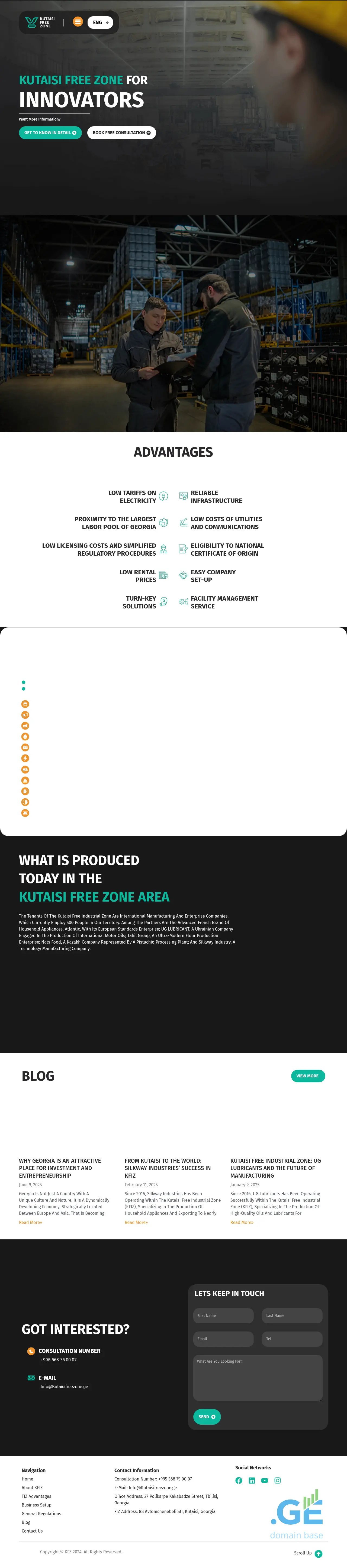 Screenshot of the site kutaisifreezone.ge