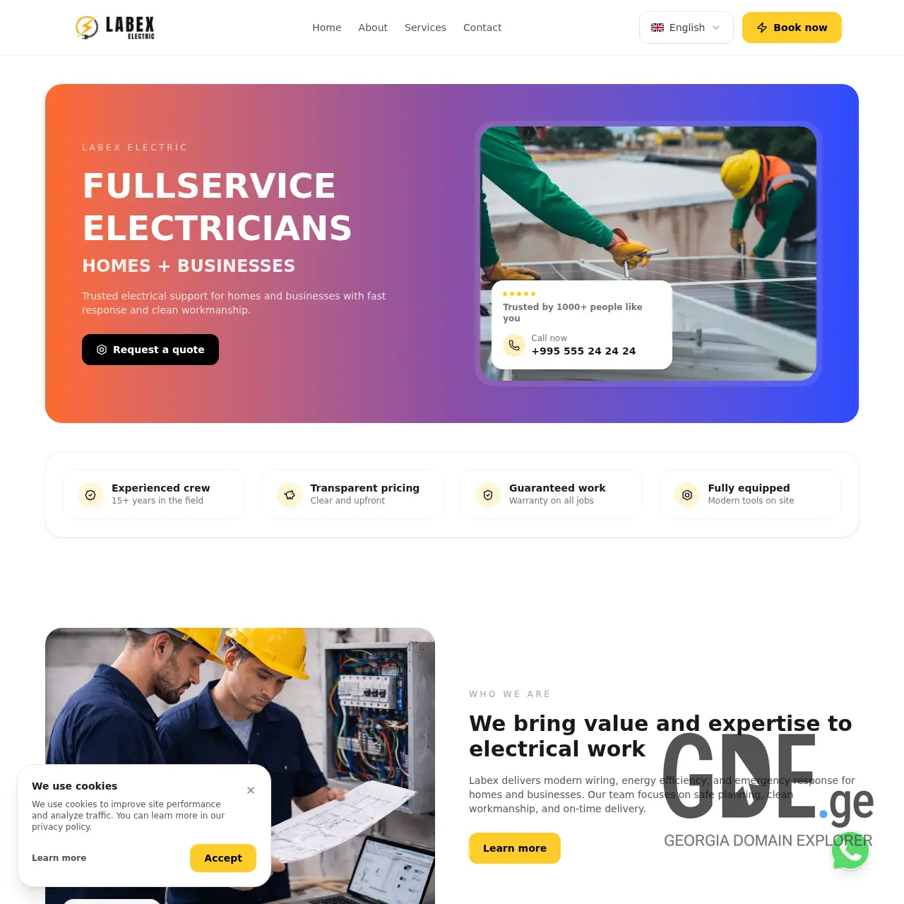 Screenshot of the site labexelectric.ge at 2026-02-02