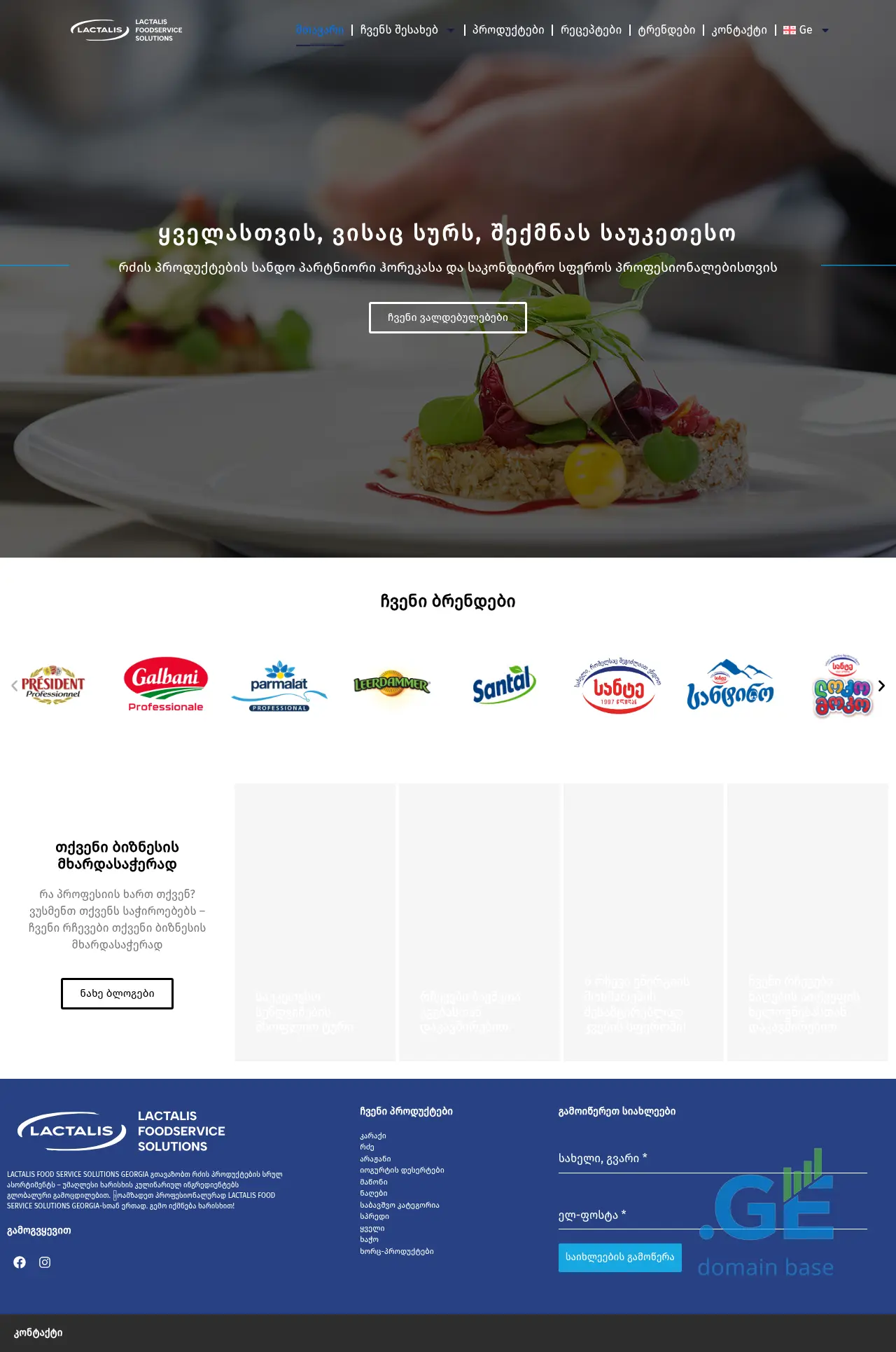 Screenshot of the site lactalisfoodservice.ge