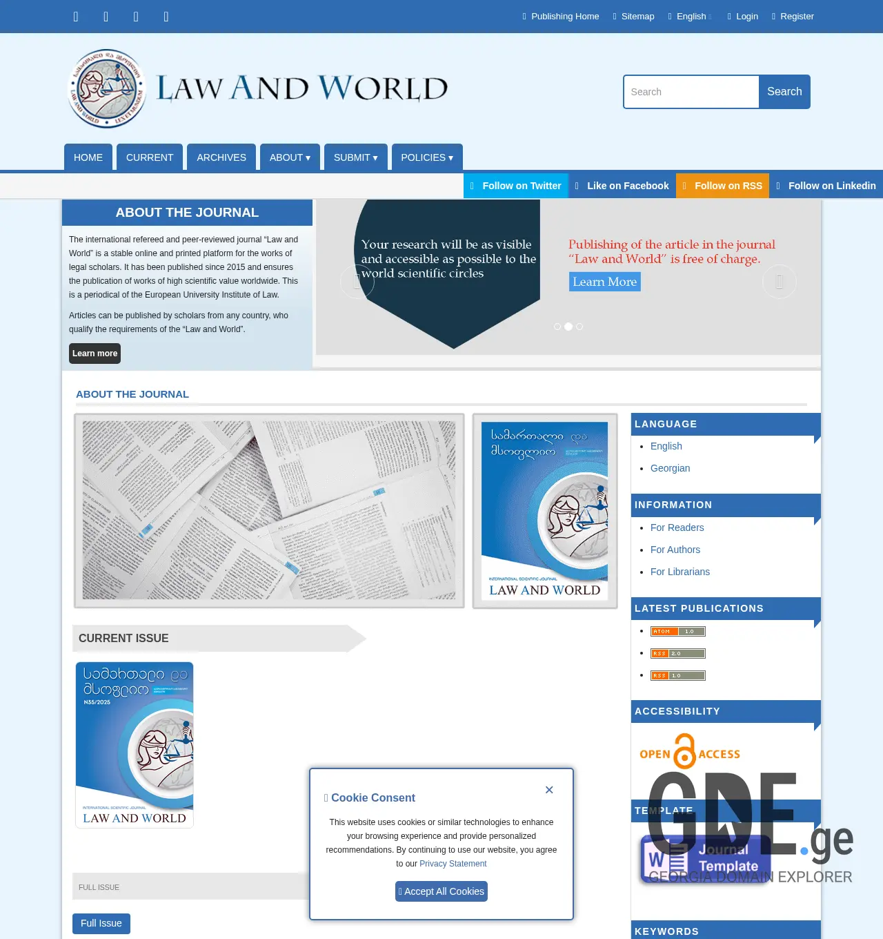 Screenshot of the site lawandworld.ge at 2025-12-02