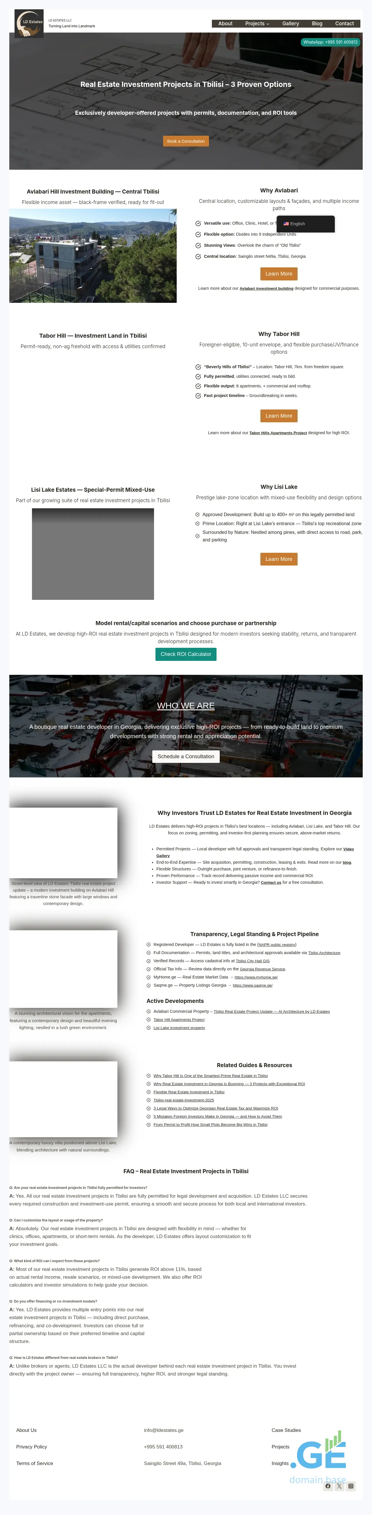 Screenshot of the site ldestates.ge