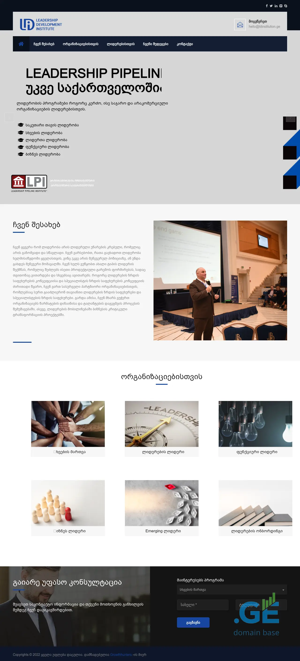 Screenshot of the site ldinstitution.ge