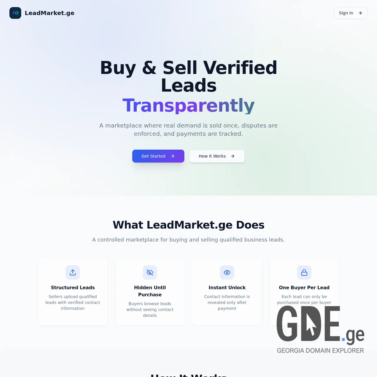 Screenshot of the site leadmarket.ge at 2025-12-16