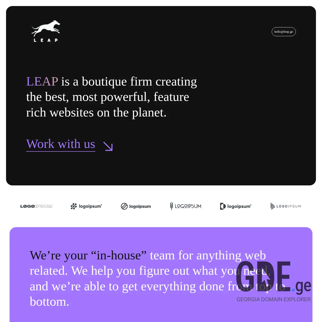 Screenshot of the site leap.ge at 2025-12-09