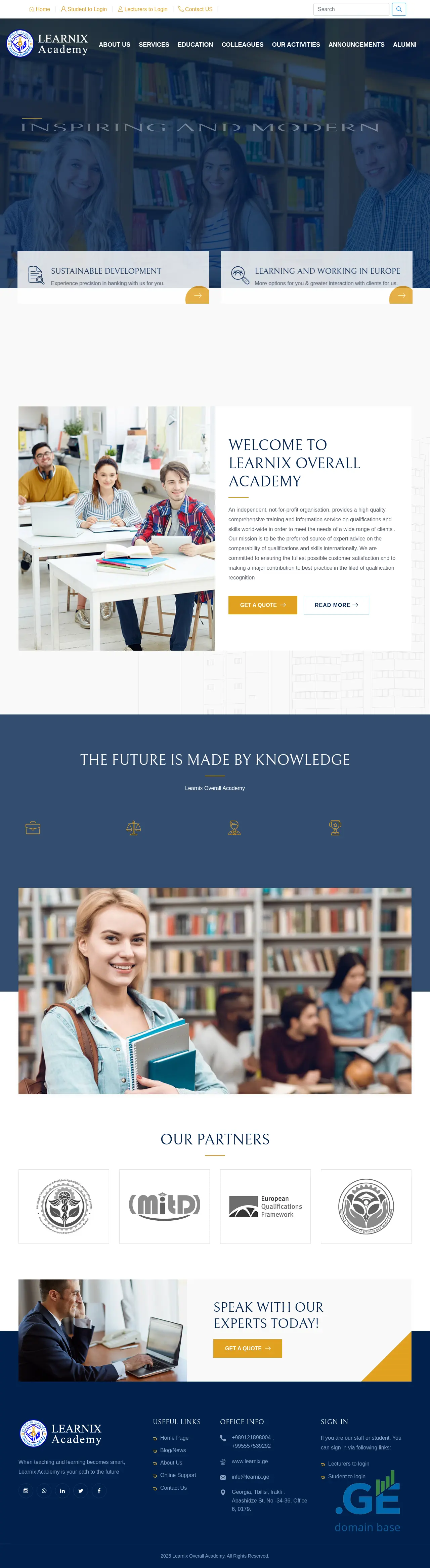 Screenshot of the site learnix.ge