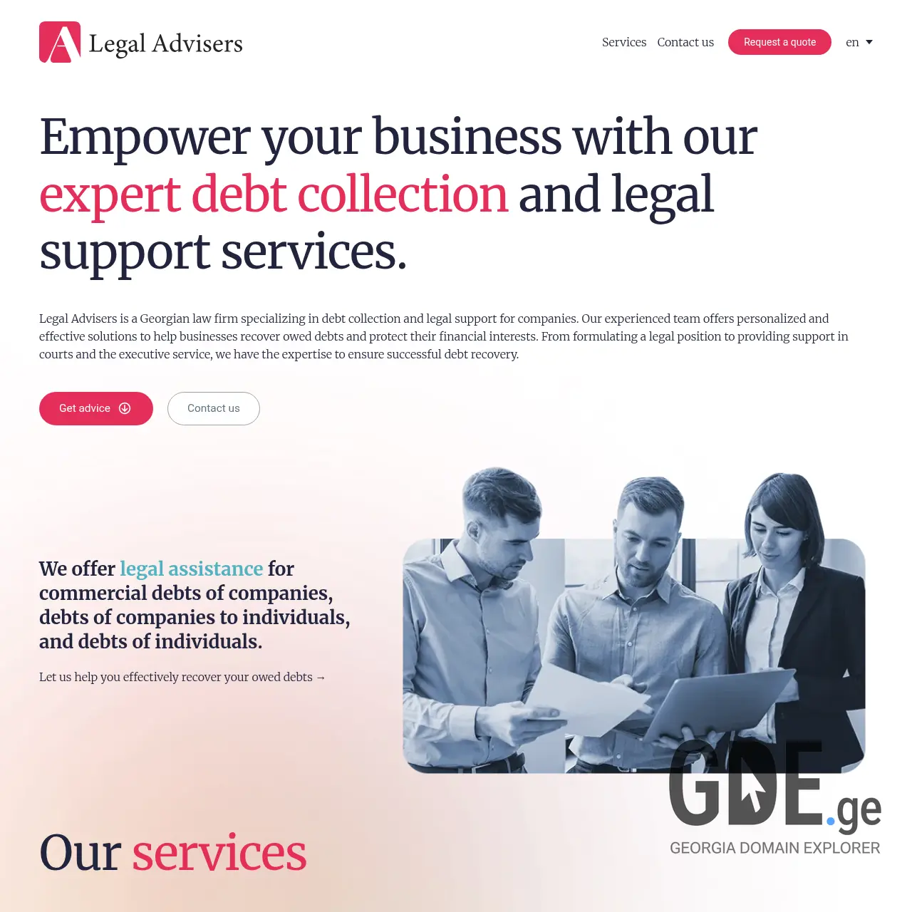 Screenshot of the site legaladvisers.ge at 2025-12-09