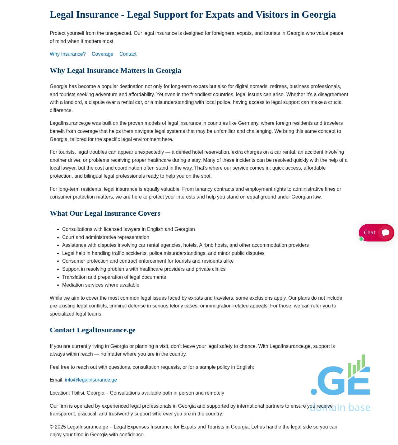Screenshot of the site legalinsurance.ge