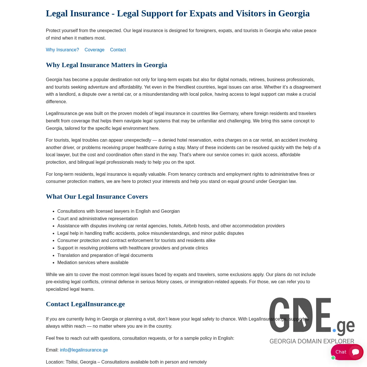 Screenshot of the site legalinsurance.ge at 2025-12-09