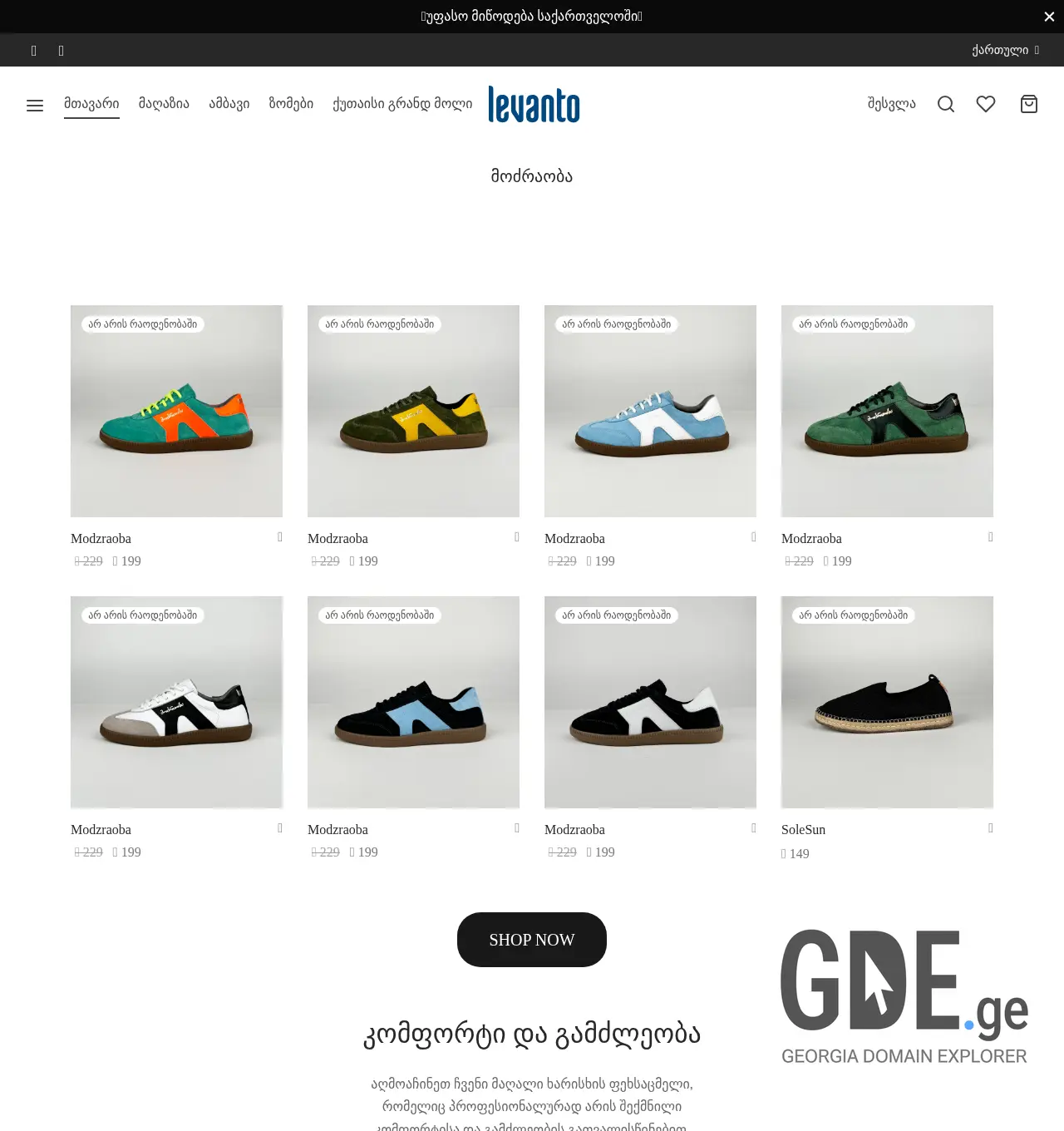 Screenshot of the site levanto.ge at 2025-12-02