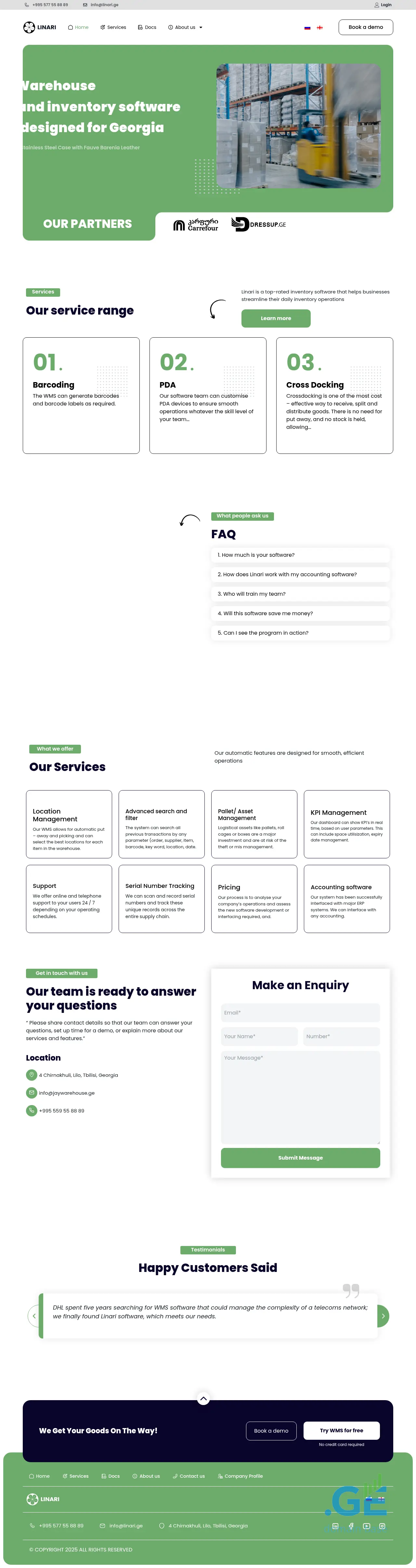 Screenshot of the site linari.ge