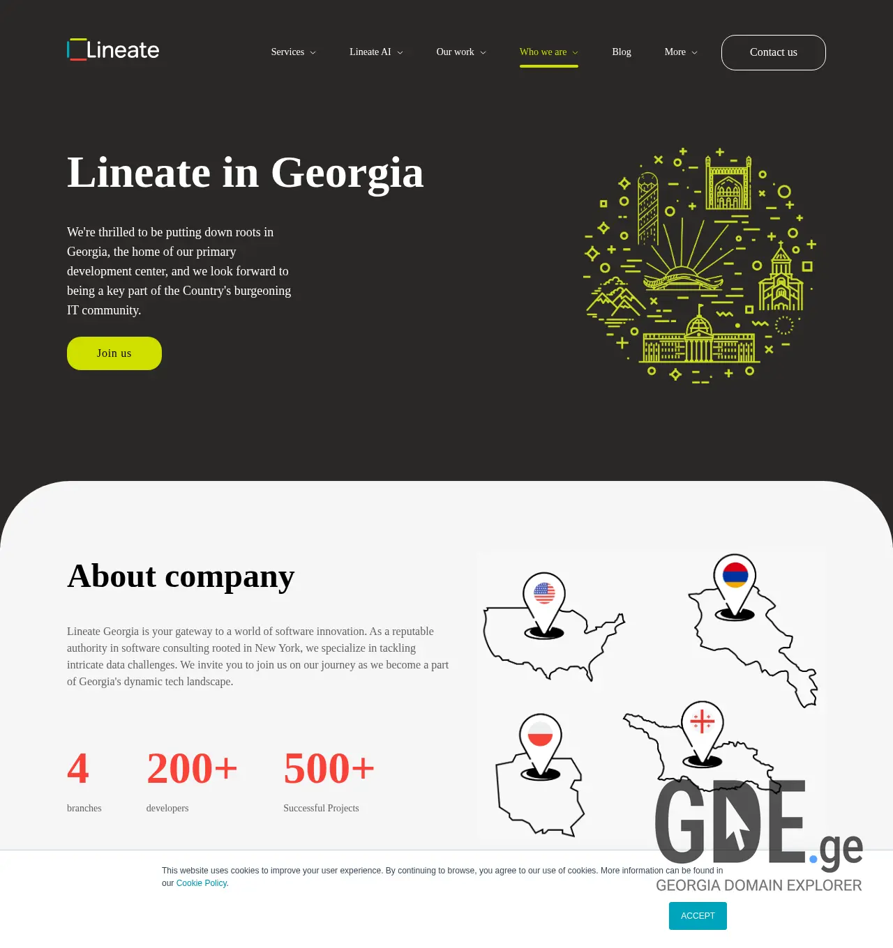 Screenshot of the site lineate.ge at 2025-12-03