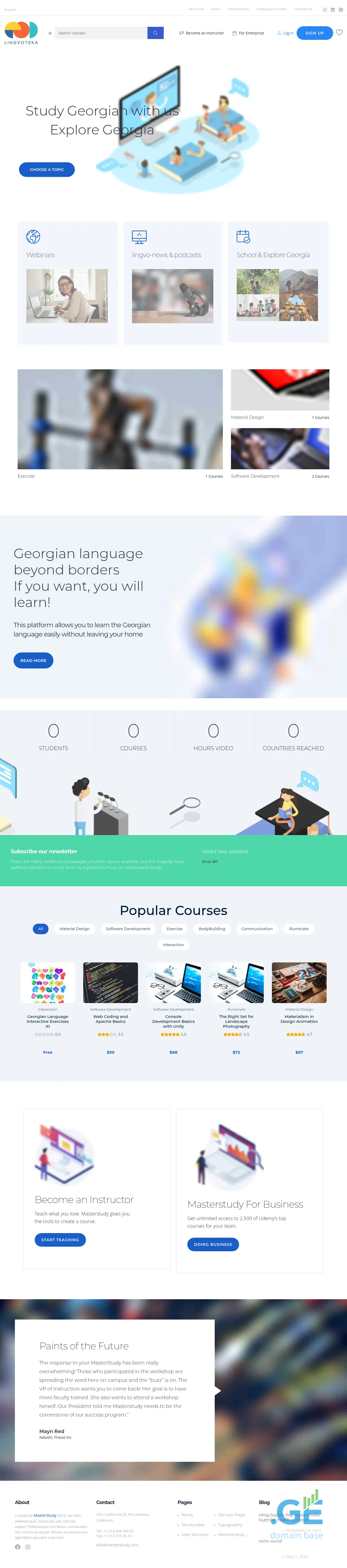 Screenshot of the site lingvoteka.ge