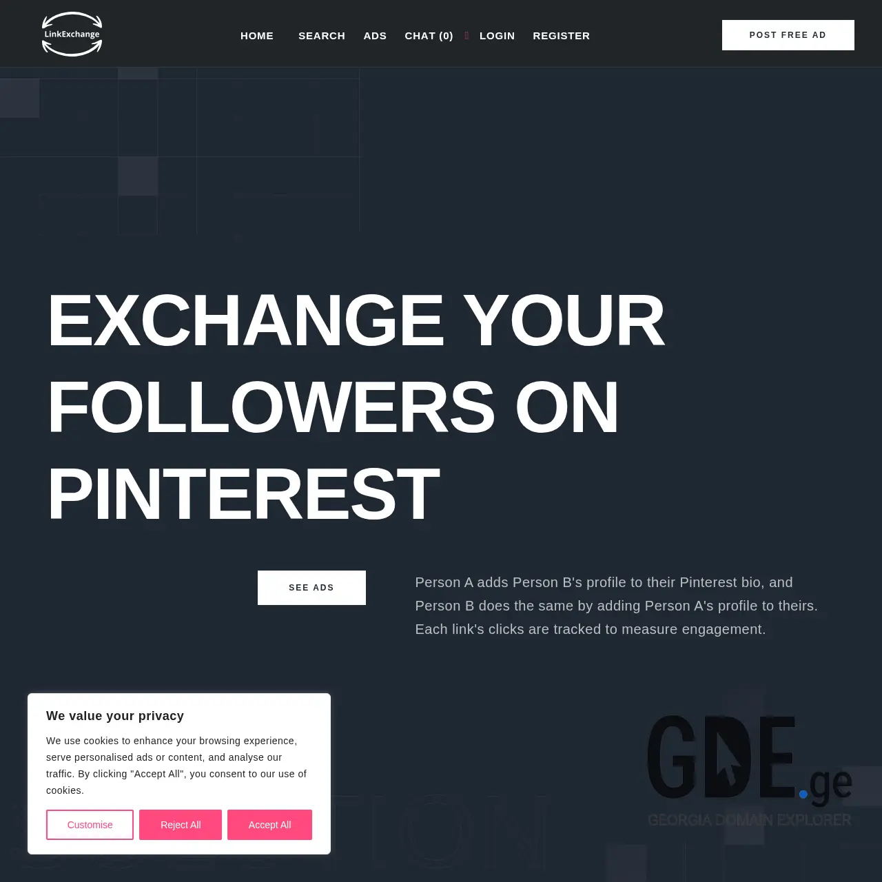 Screenshot of the site linkexchan.ge at 2025-12-09