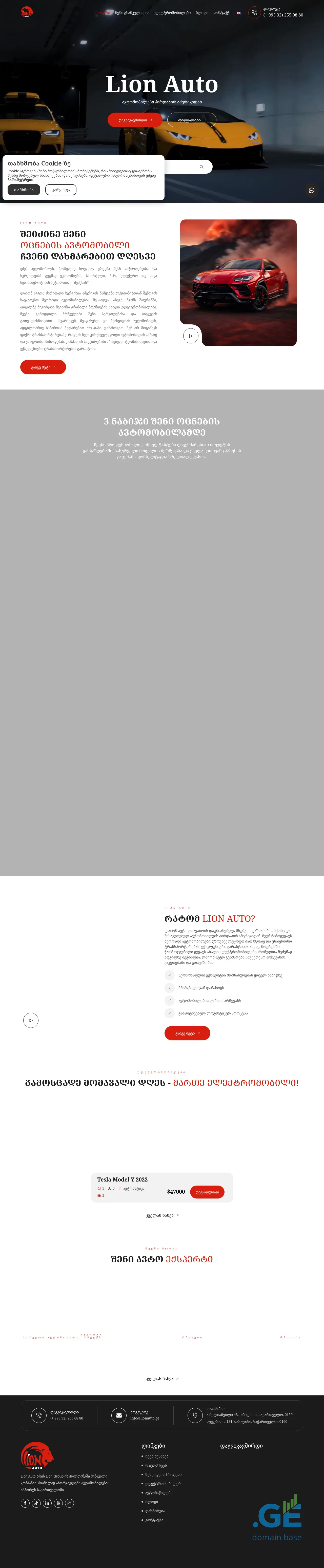Screenshot of the site lionauto.ge