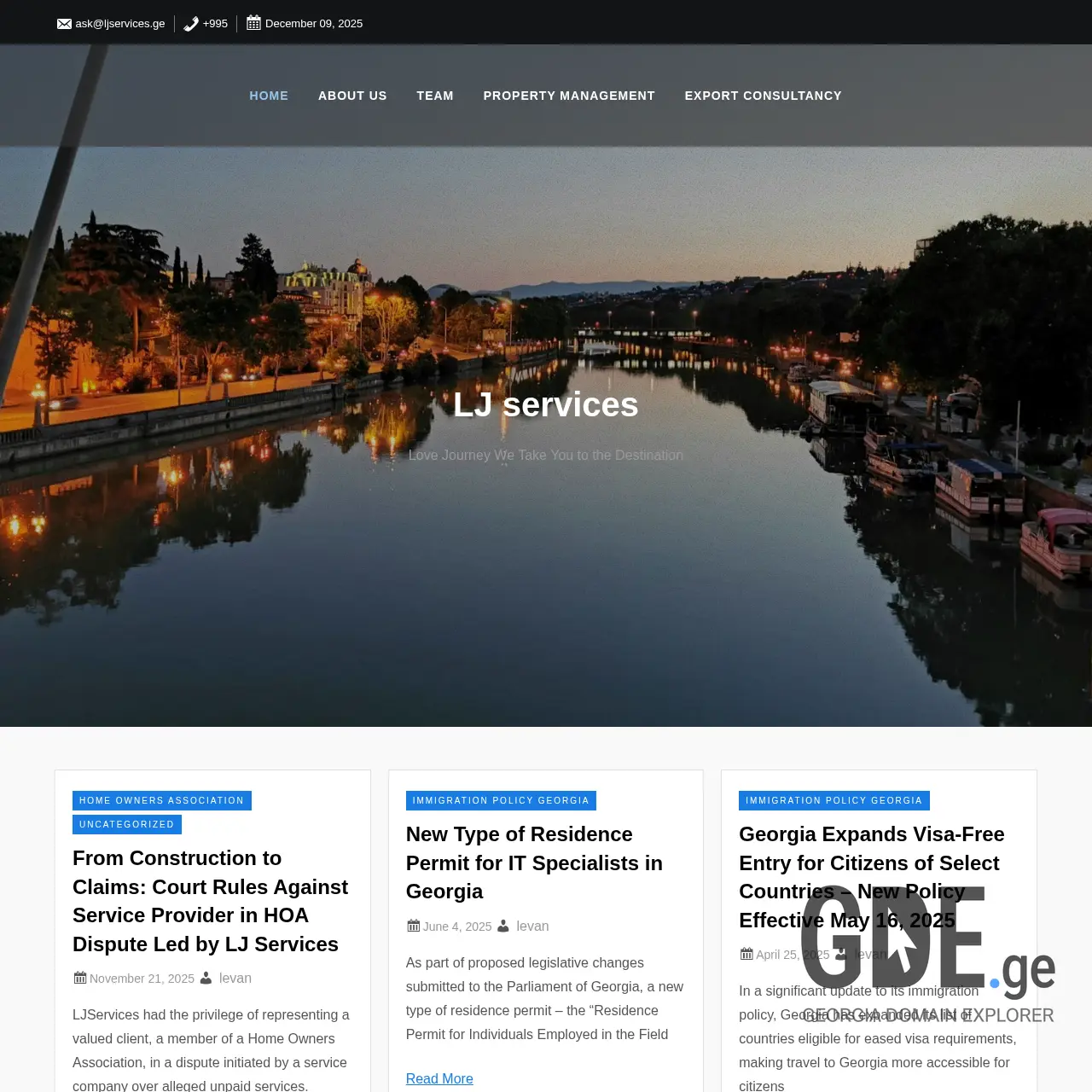 Screenshot of the site ljservices.ge at 2025-12-09