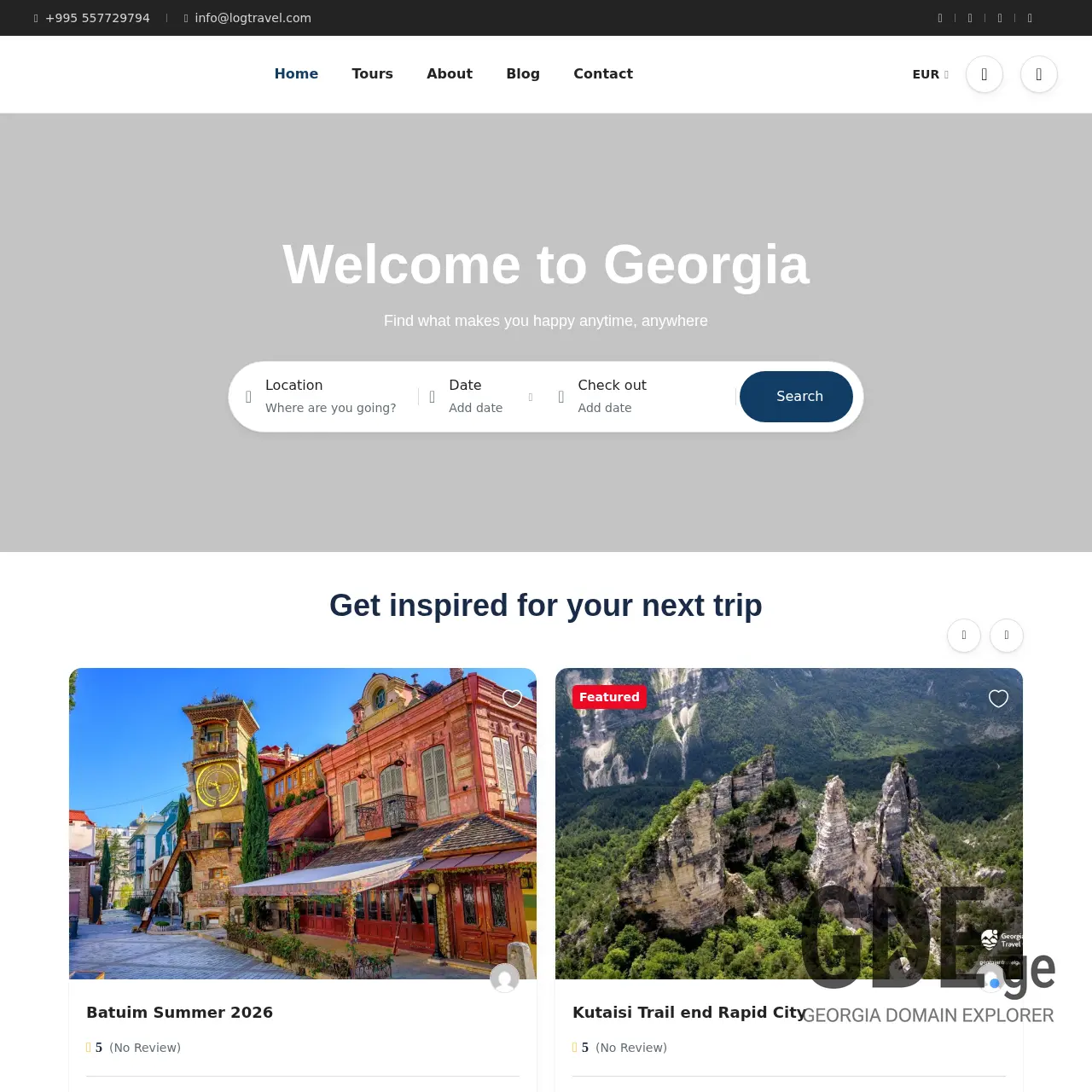 Screenshot of the site log-travel.ge at 2025-12-09
