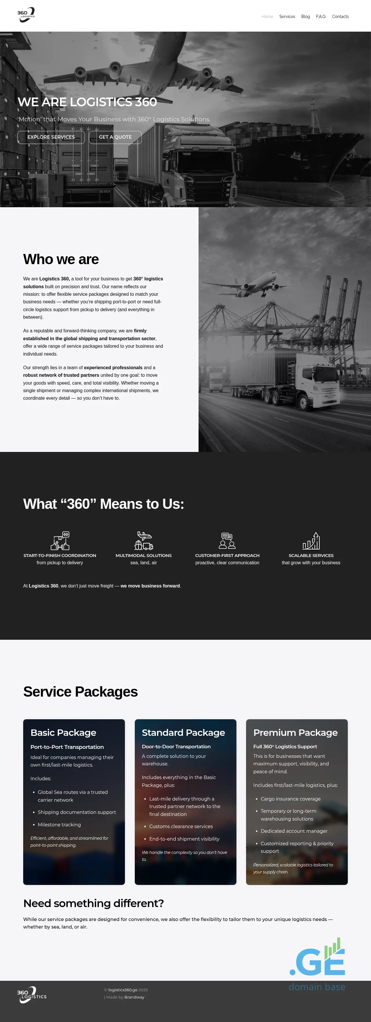 Screenshot of the site logistics360.ge