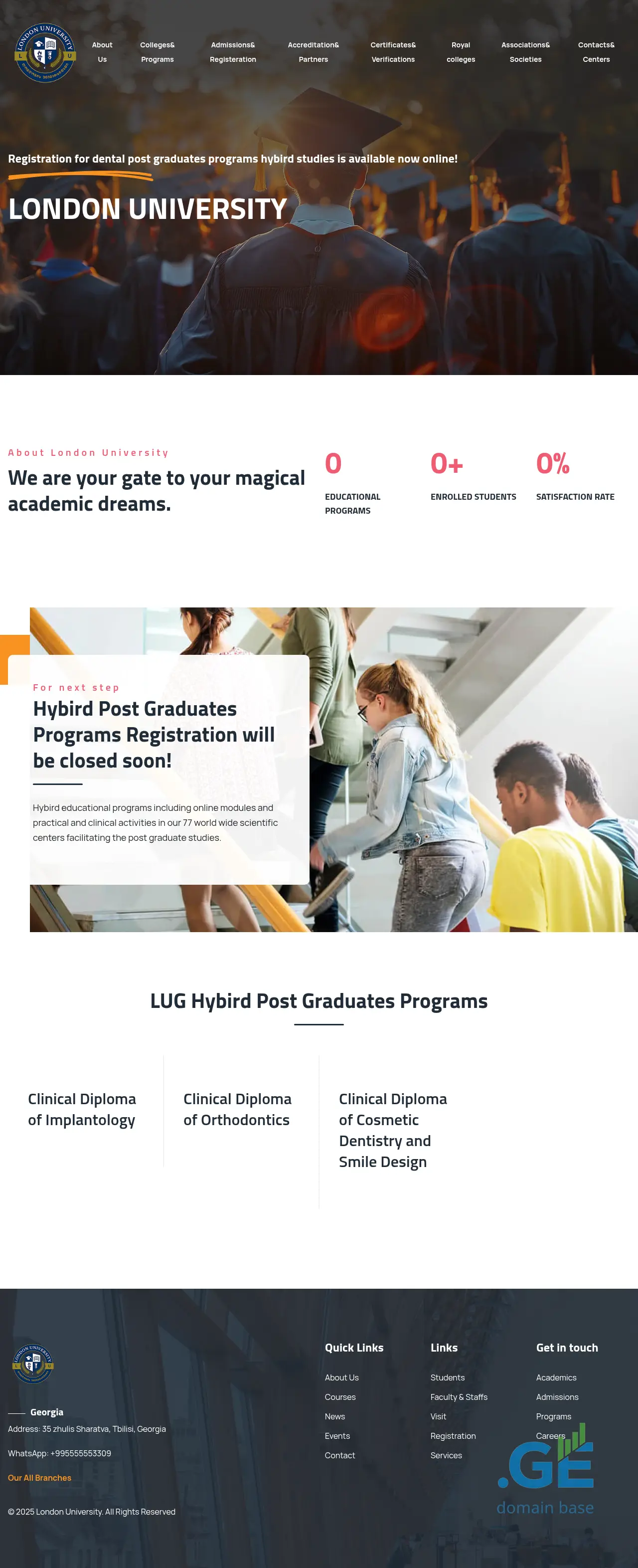 Screenshot of the site londonuniversity.ge
