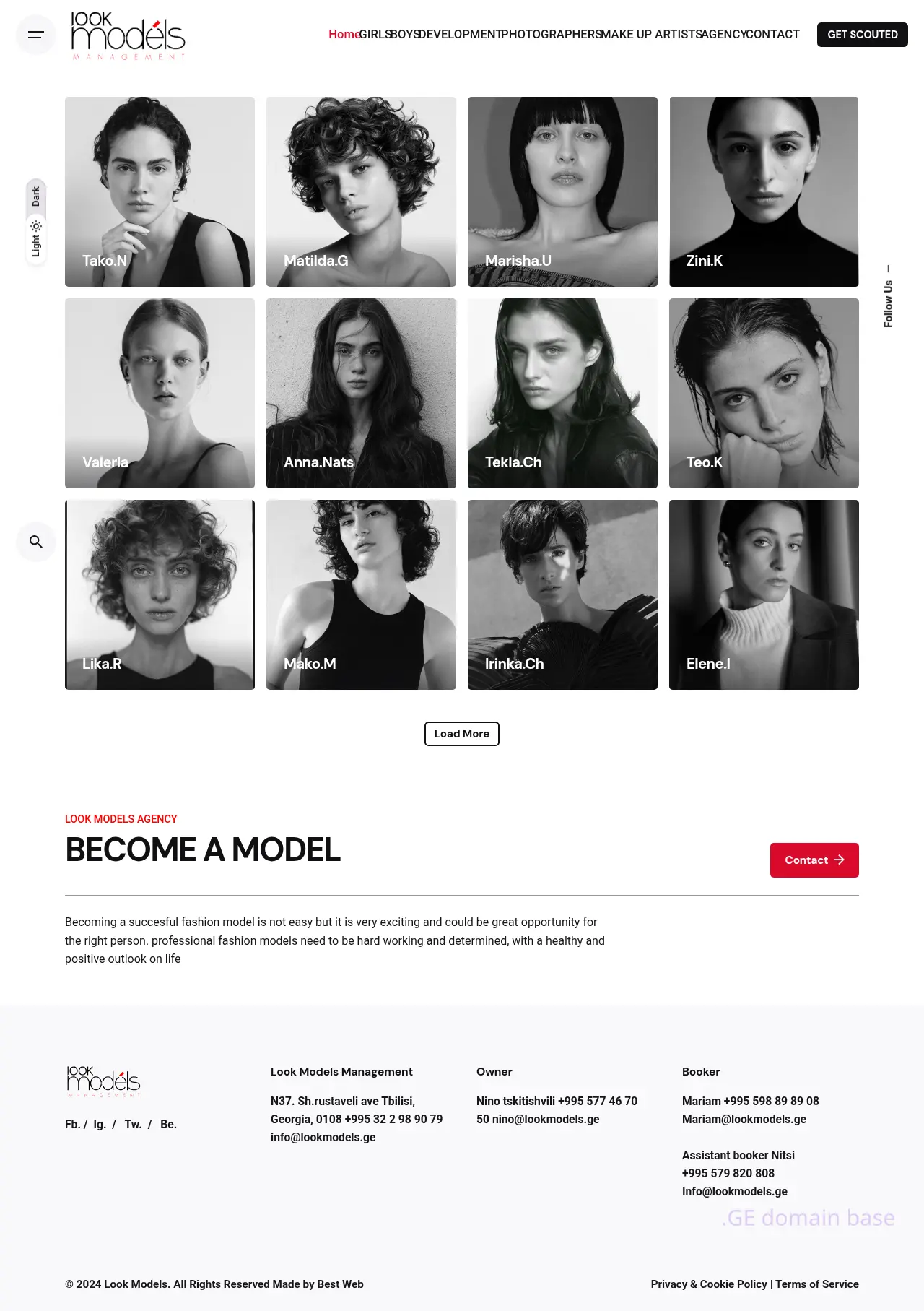 Screenshot of the site lookmodels.ge