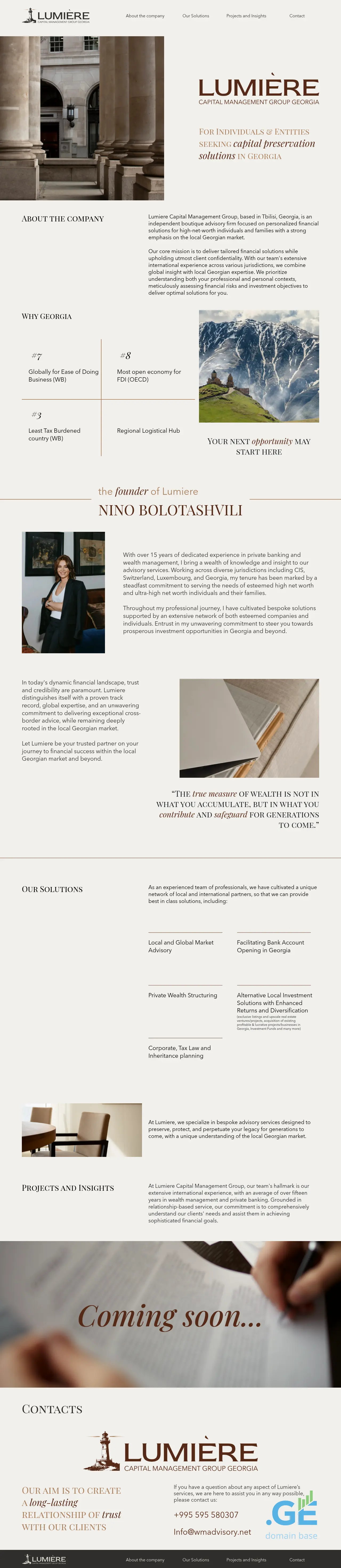 Screenshot of the site lumieregroup.ge