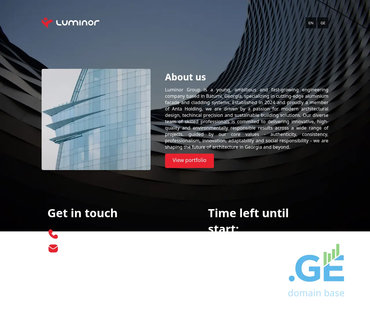 Screenshot of the site luminor.ge