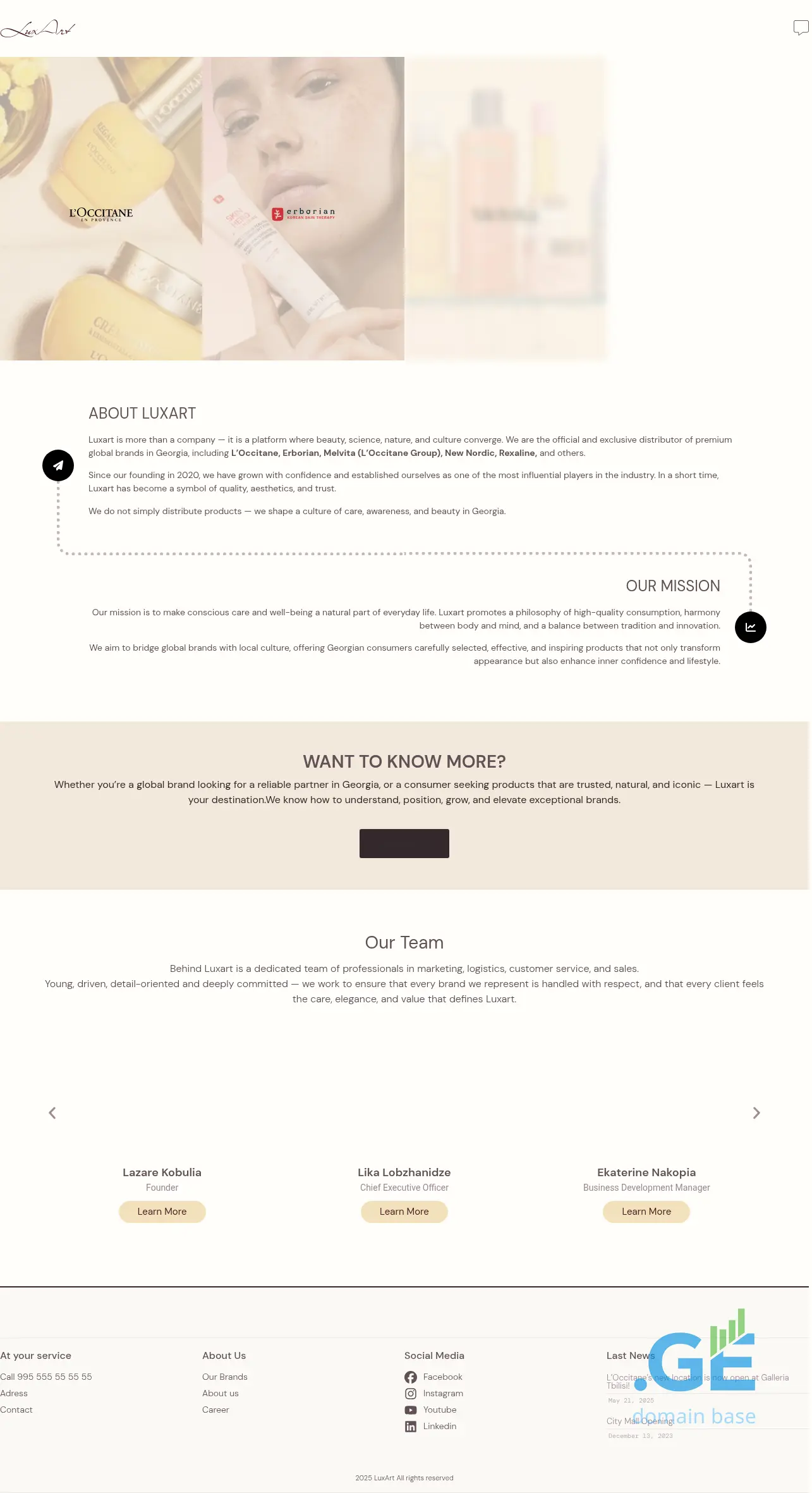 Screenshot of the site luxart.ge at 2025-10-09