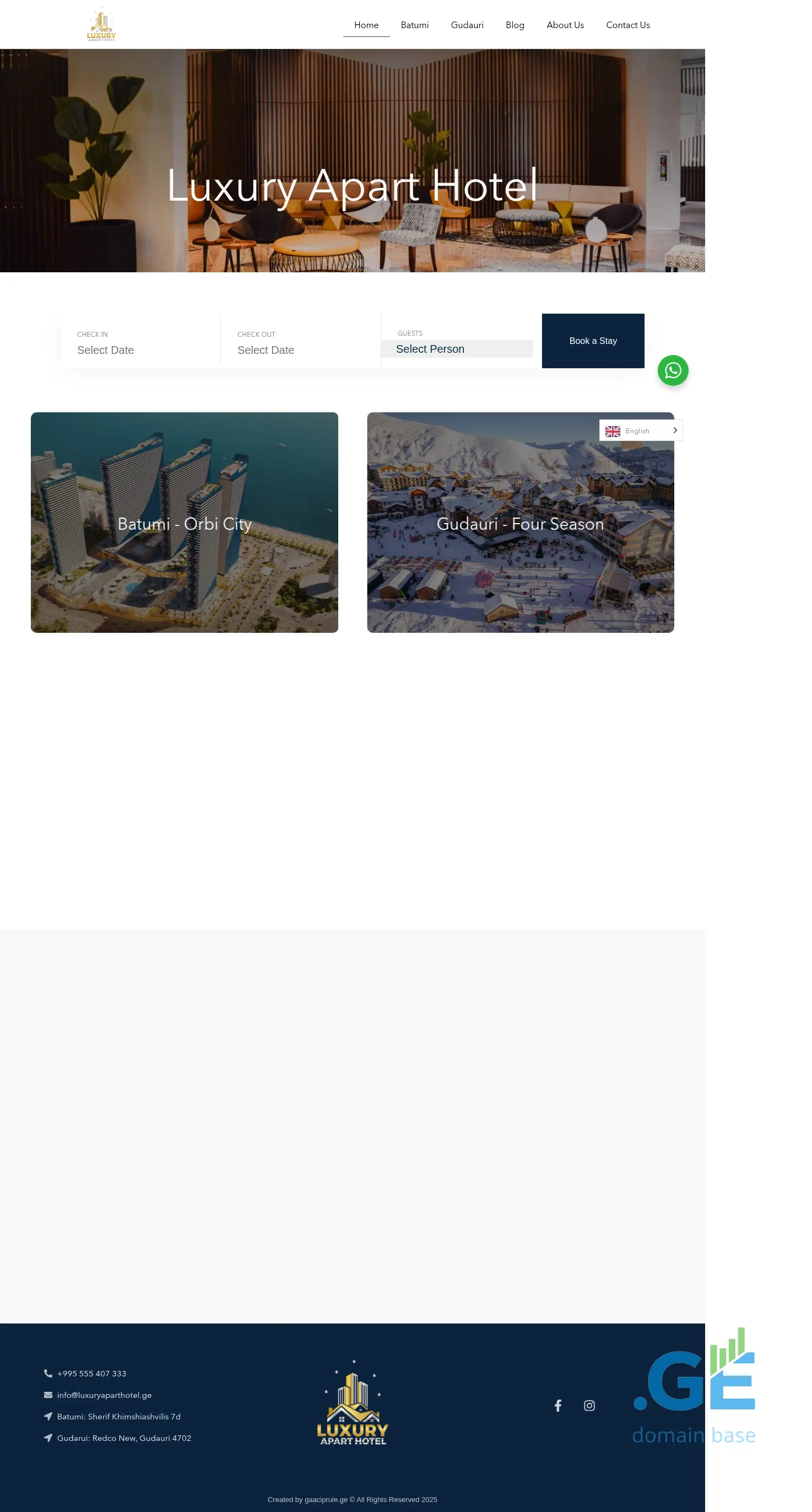Screenshot of the site luxuryaparthotel.ge
