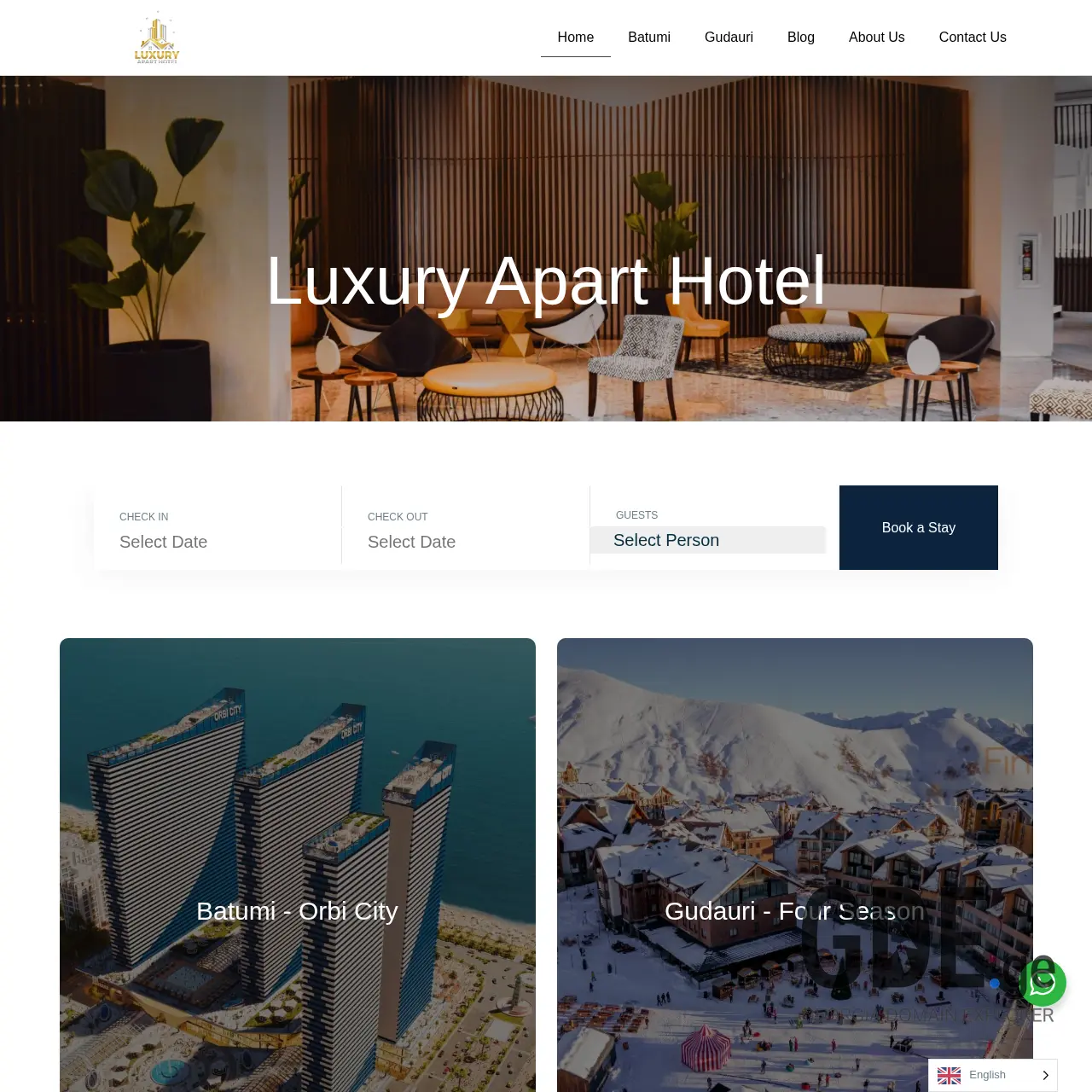 Screenshot of the site luxuryaparthotel.ge at 2025-12-09