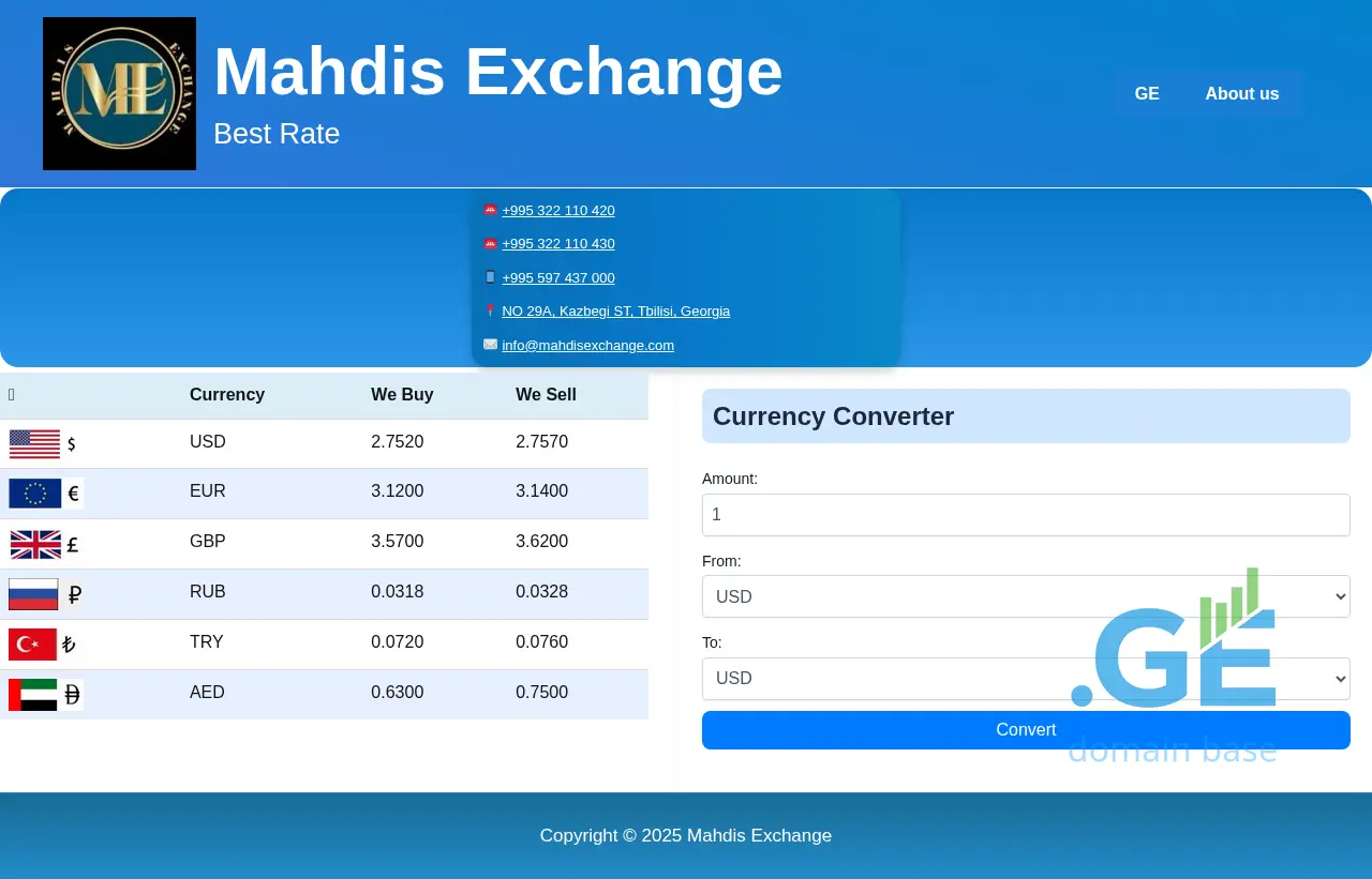 Screenshot of the site mahdisexchange.ge