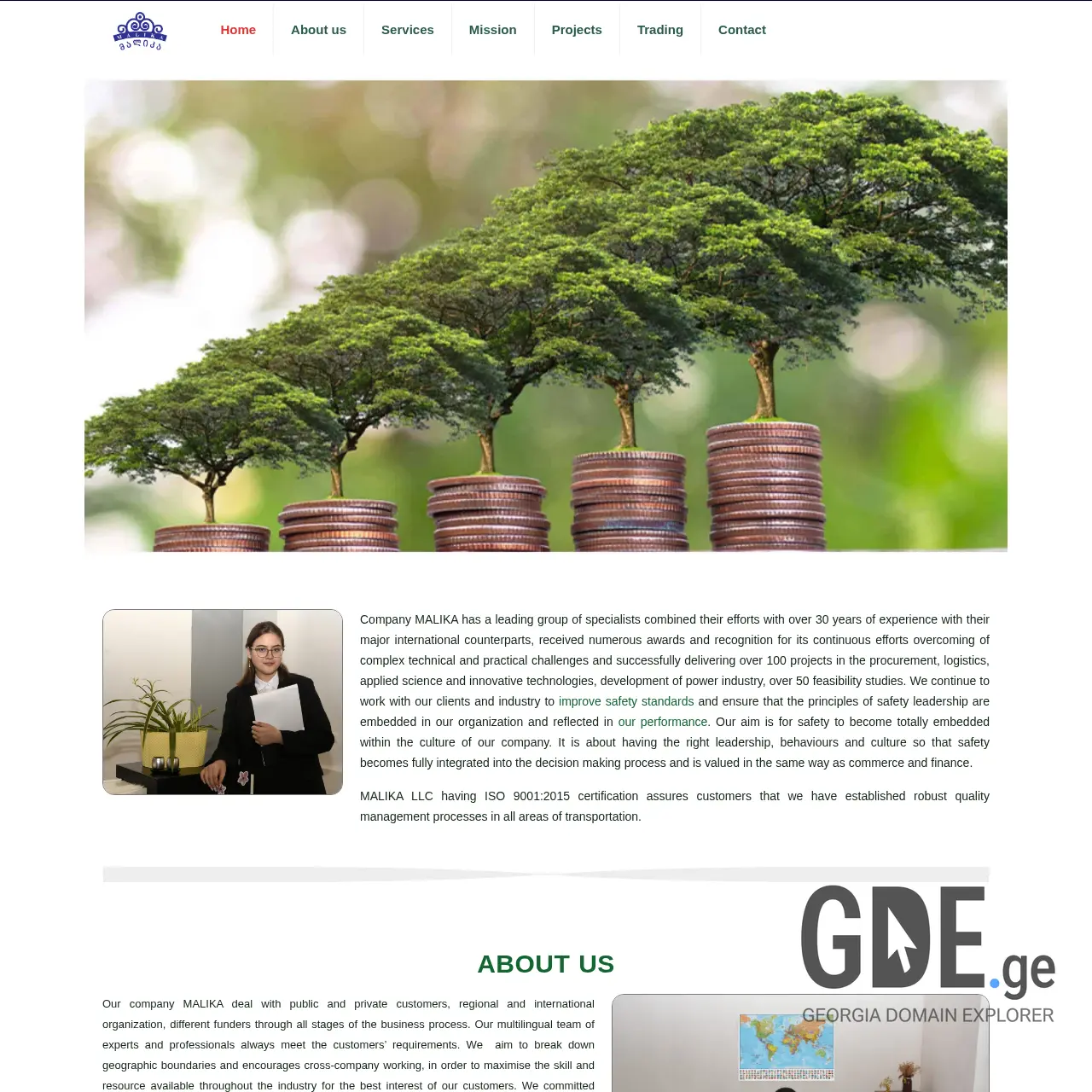 Screenshot of the site malika.ge at 2025-12-09