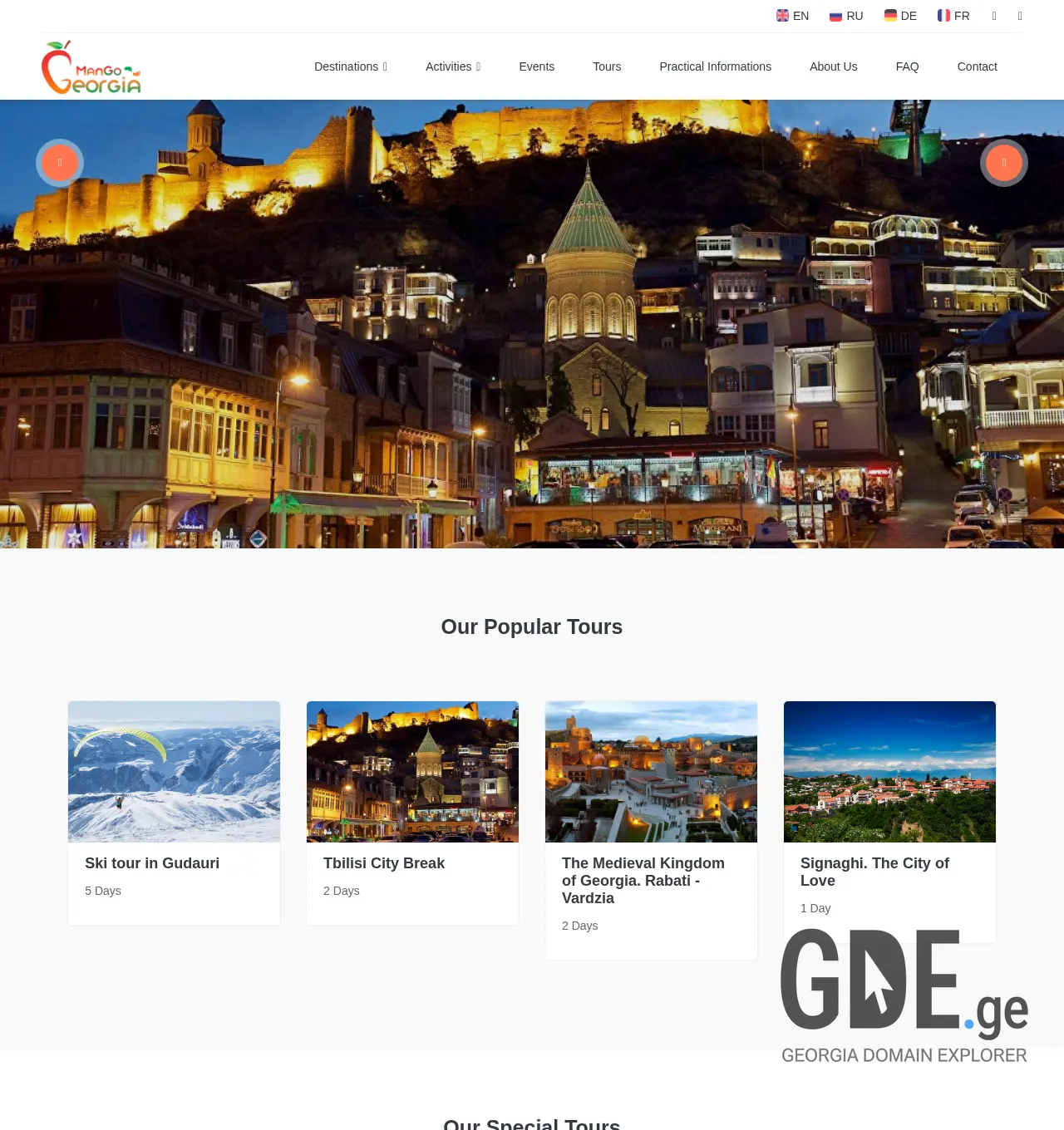 Screenshot of the site mangogeorgia.ge at 2025-12-02