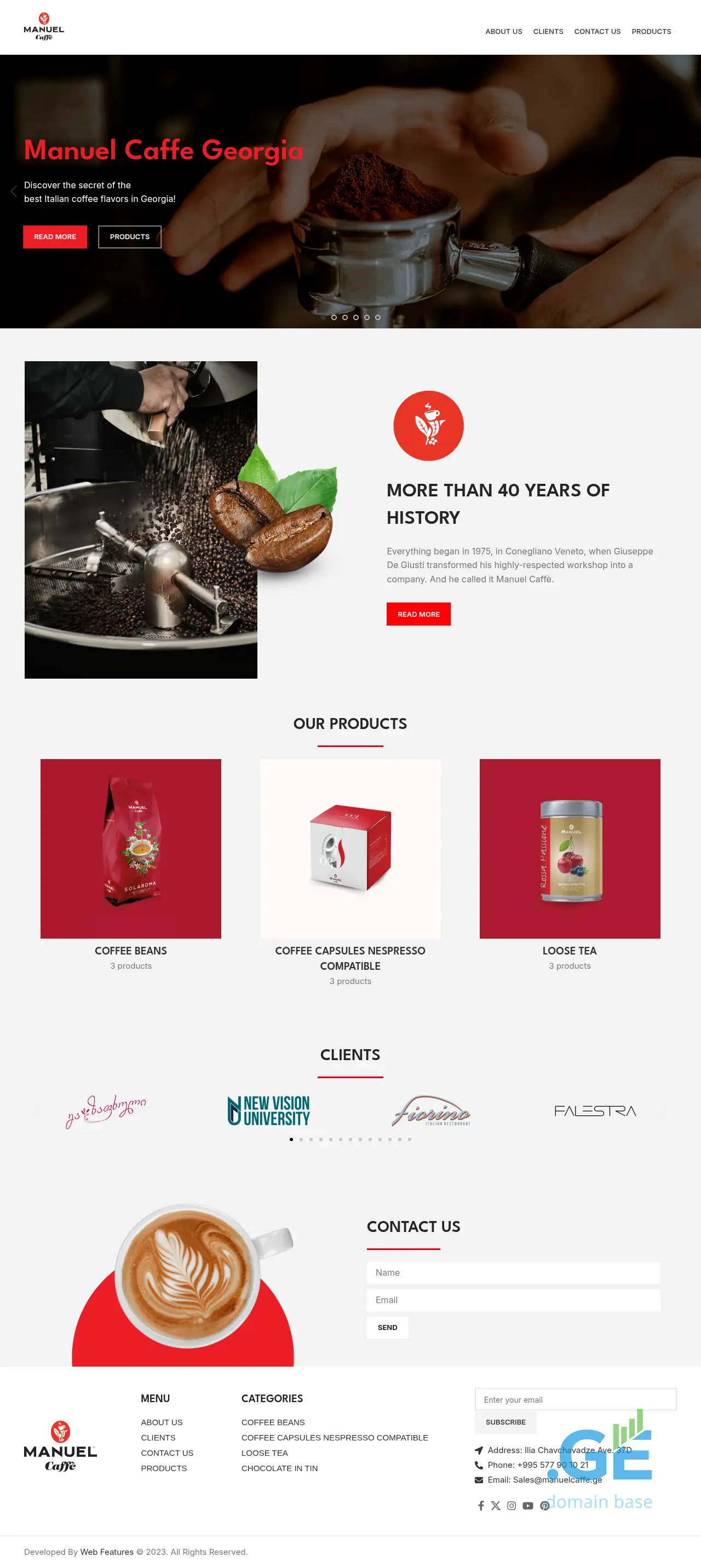 Screenshot of the site manuelcaffe.ge