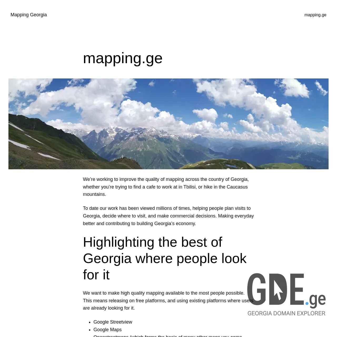 Screenshot of the site mapping.ge at 2025-12-09