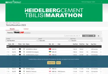 Скриншот marathonresults.ge