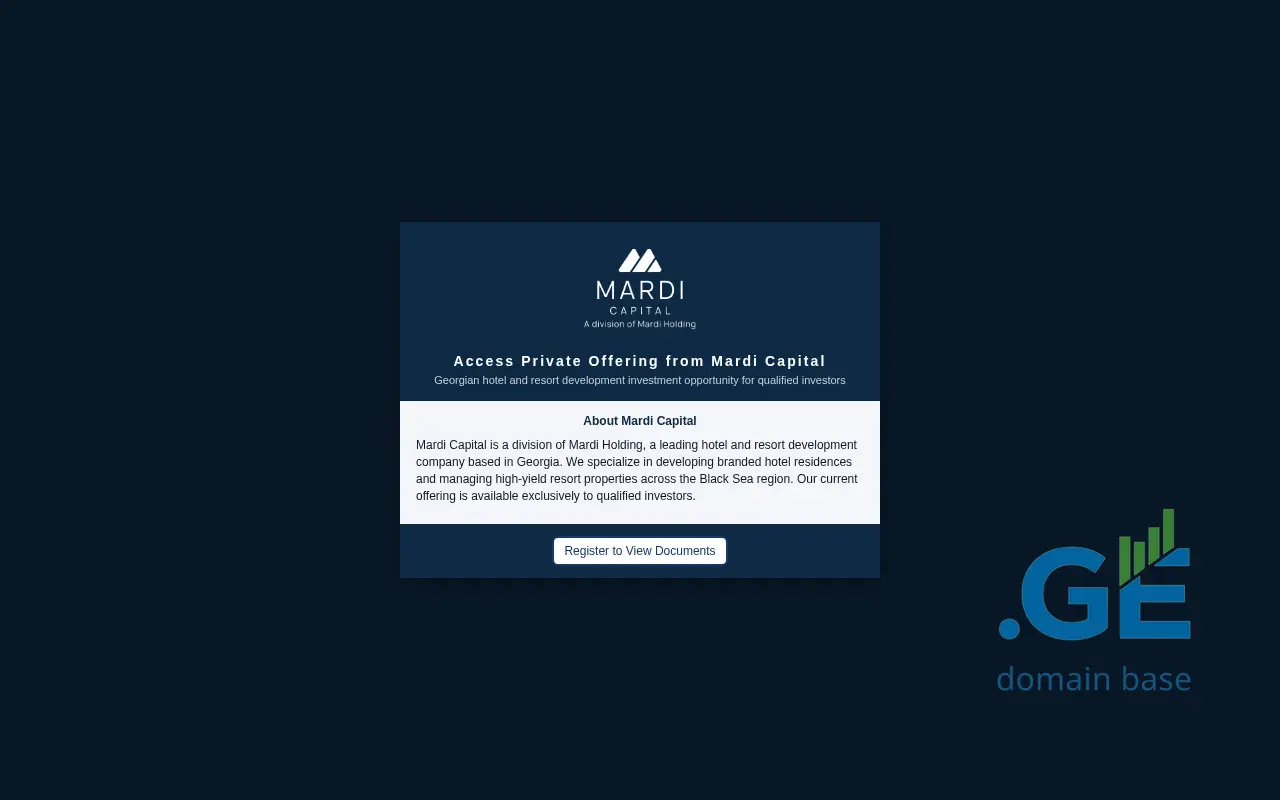 Screenshot of the site mardicapital.ge