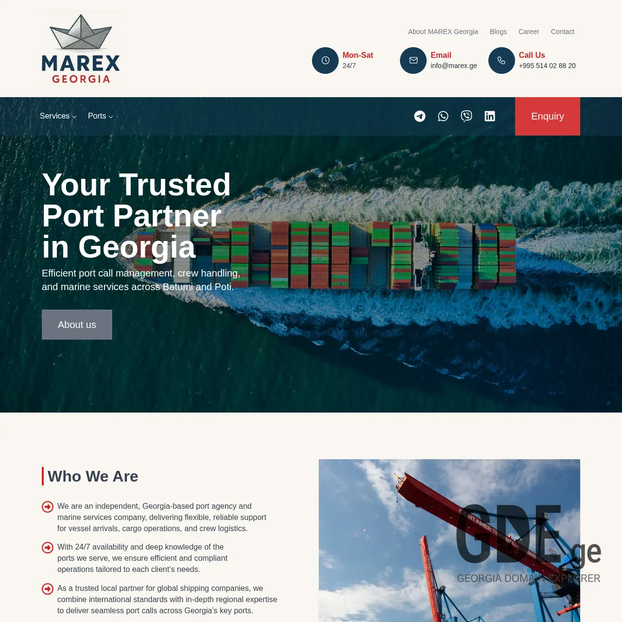 Screenshot of the site marex.ge at 2025-12-09
