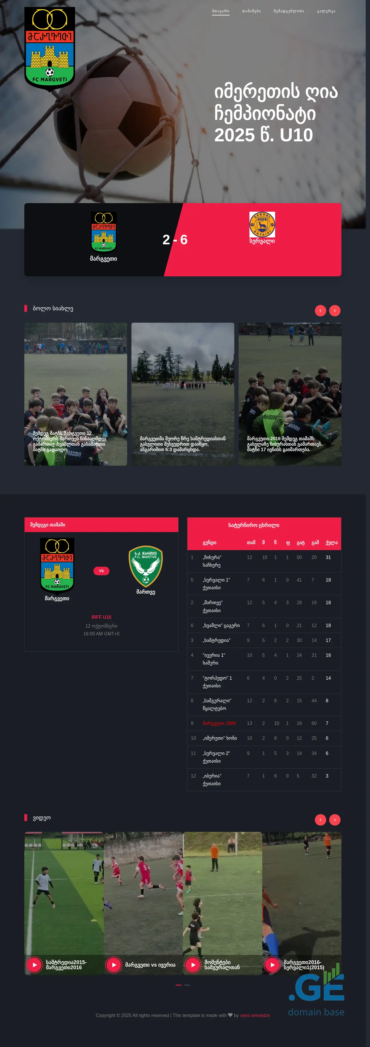 Screenshot of the site margveti2016.ge