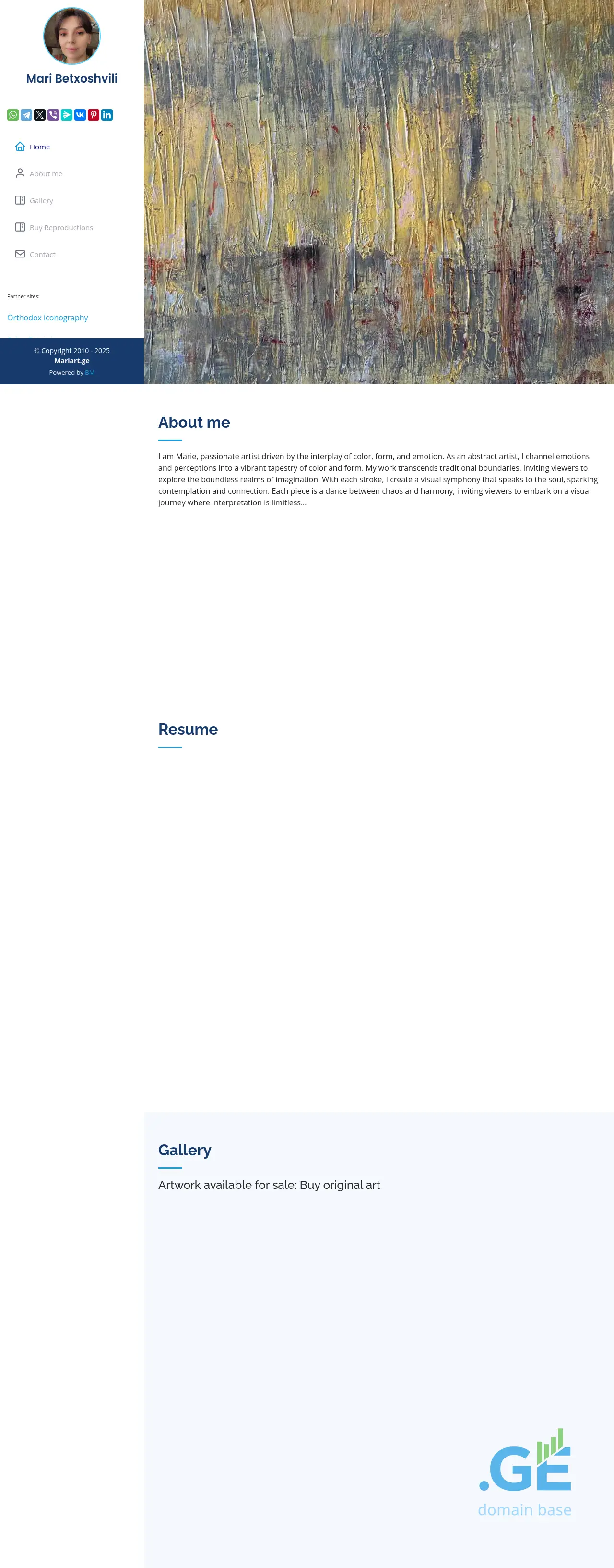 Screenshot of the site mariart.ge