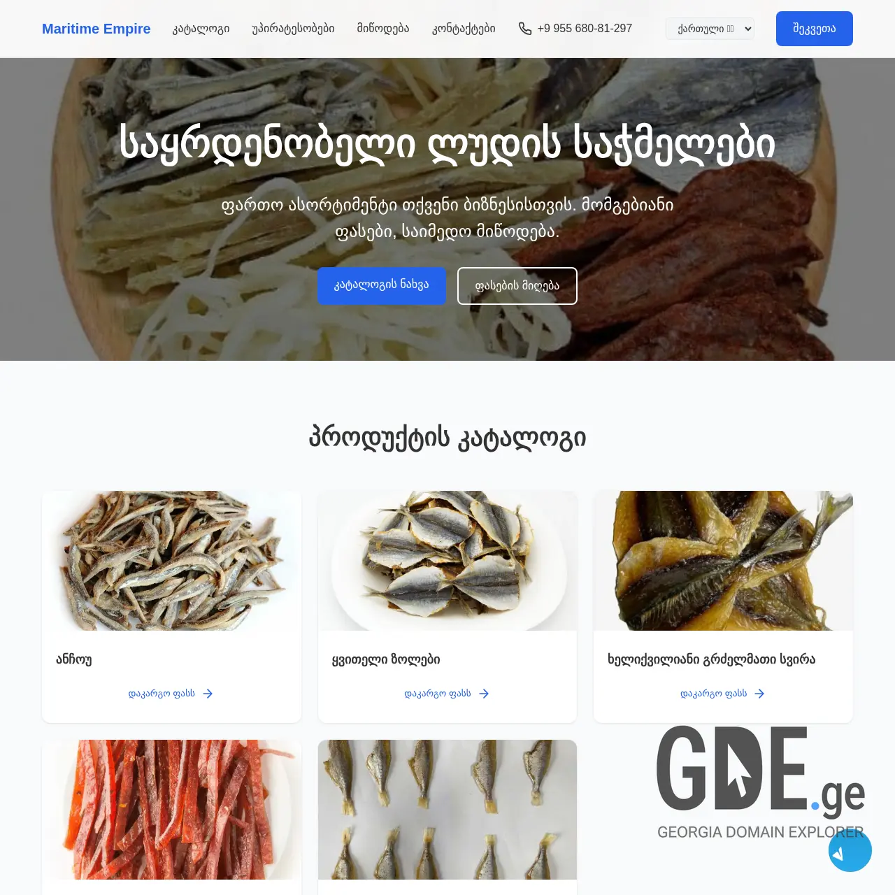 Screenshot of the site maritimeempire.ge at 2025-12-23