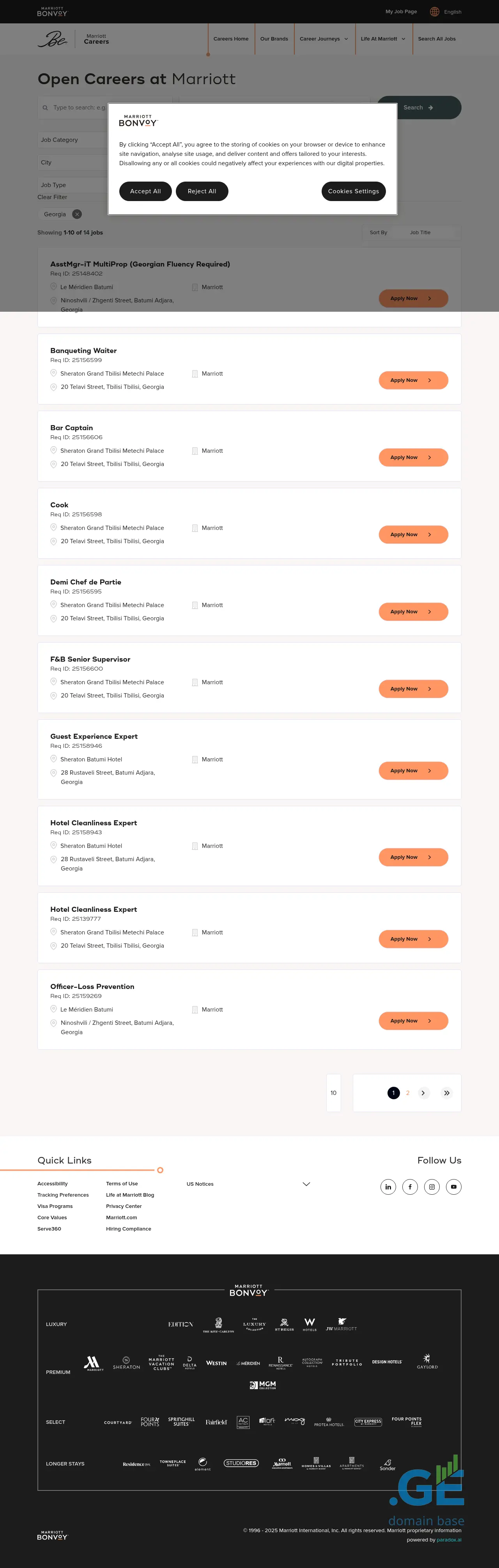 Screenshot of the site marriottdasaqmeba.ge